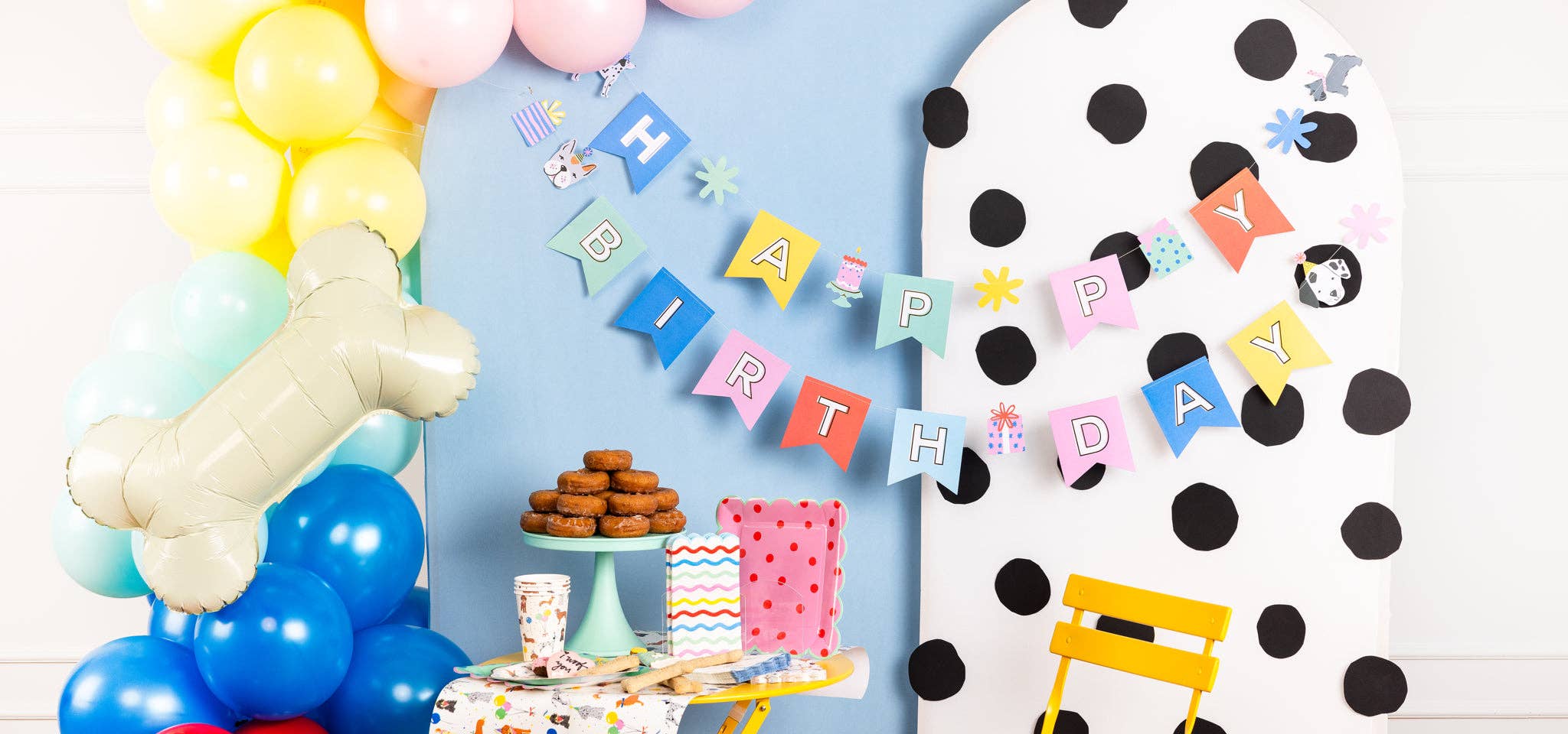 Happy Birthday Dog Banner - bubblegum market