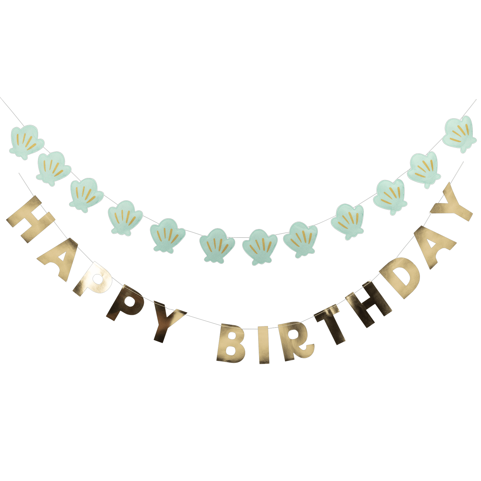 Happy Birthday + Puffy Felt Mermaid Shell Banner Set - bubblegum market