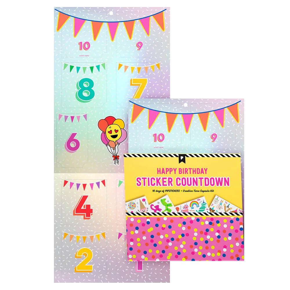 Happy Birthday Sticker Countdown Wall Calendar - bubblegum market