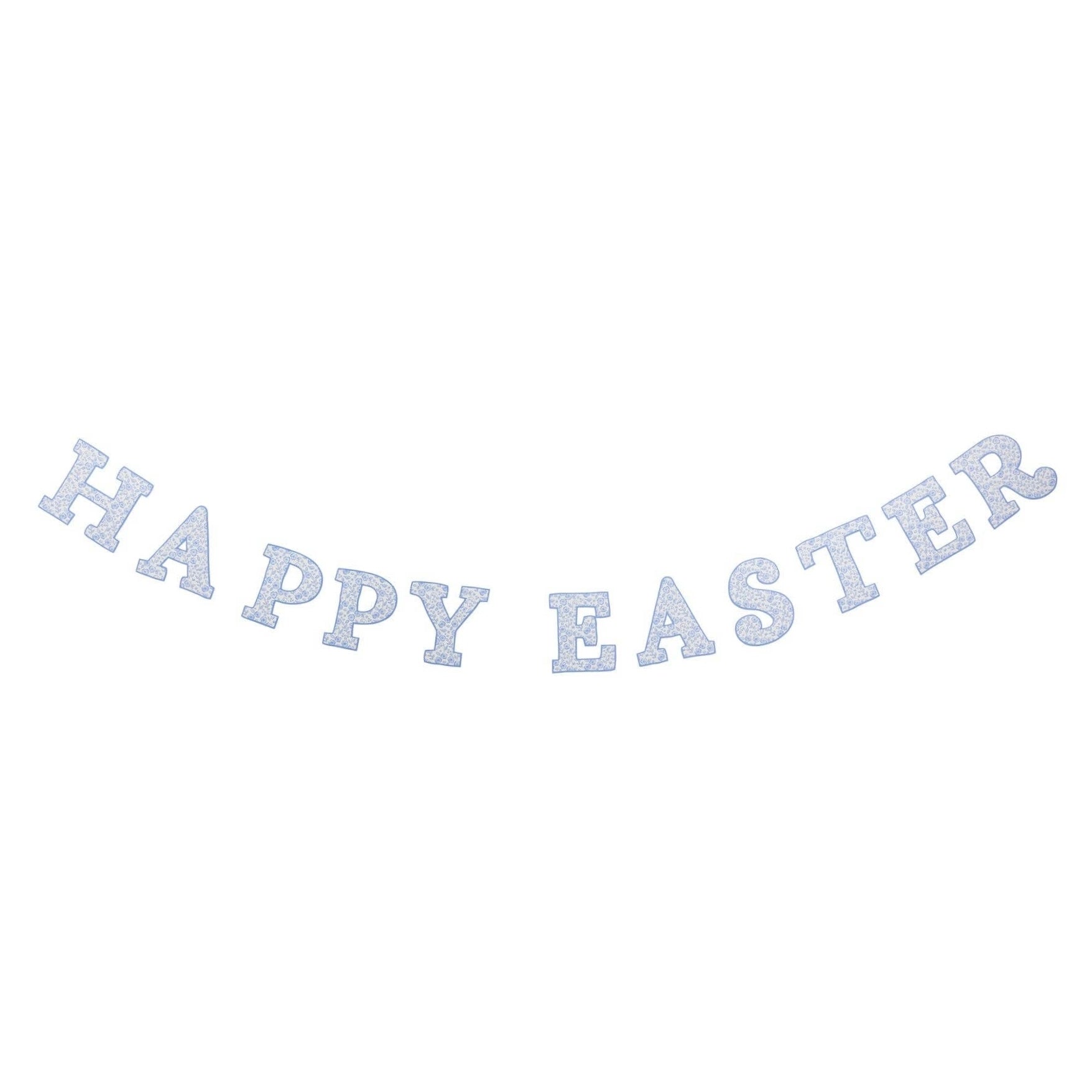 Happy Easter Blue Floral Paper Banner - bubblegum market