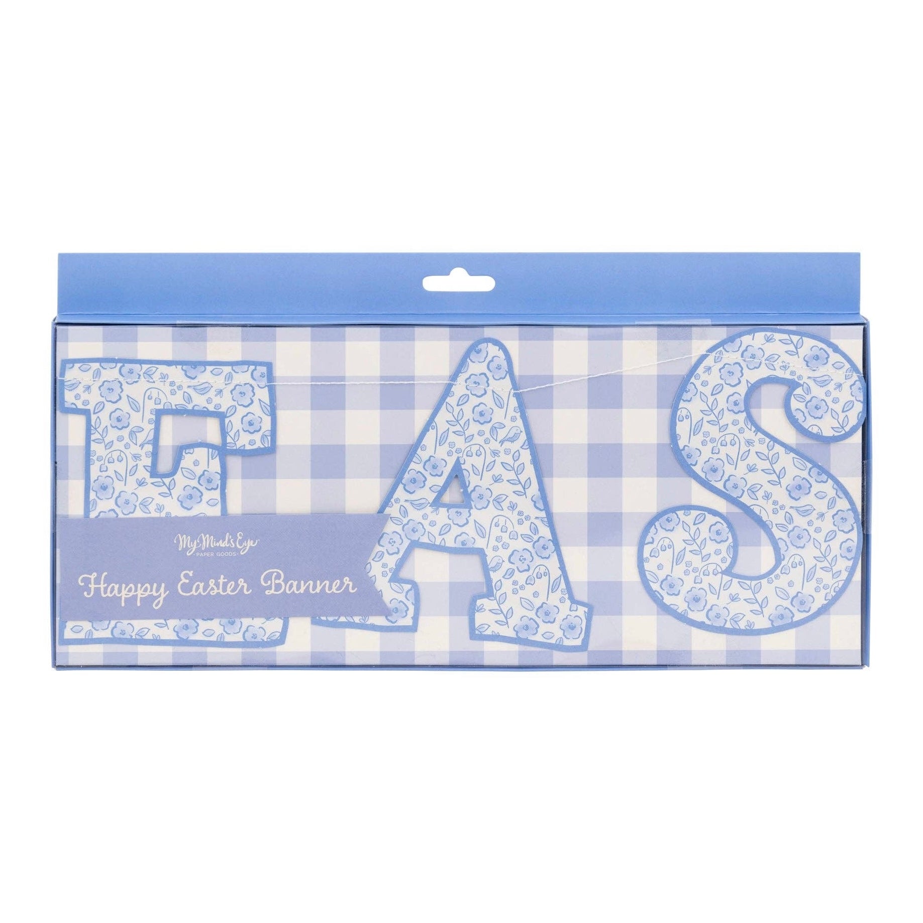 Happy Easter Blue Floral Paper Banner - bubblegum market