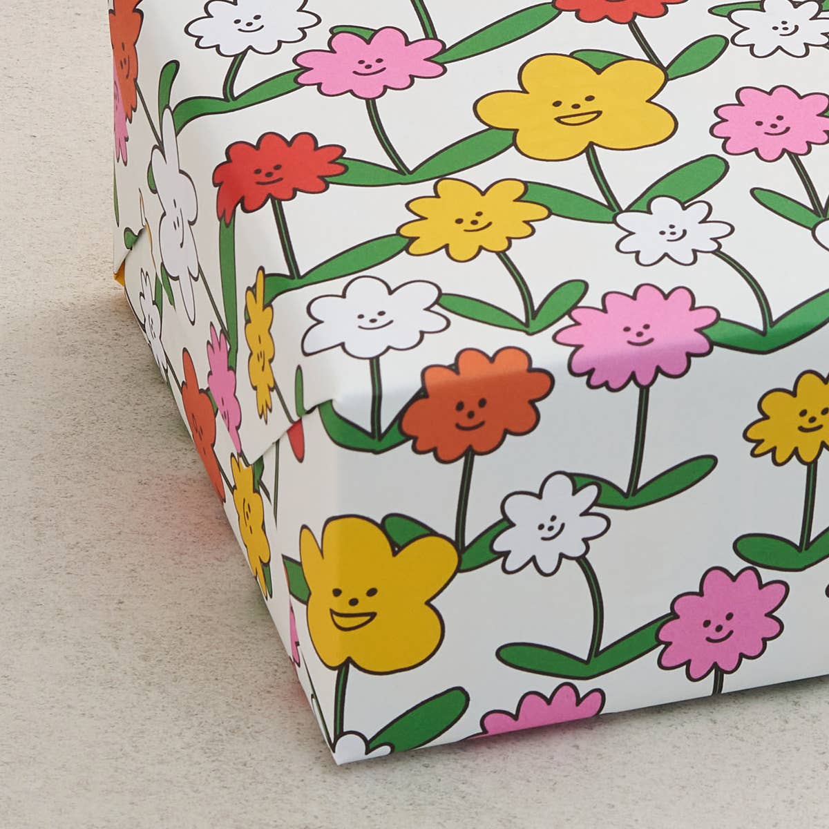 'Happy Flowers' Gift Wrap Sheet - bubblegum market