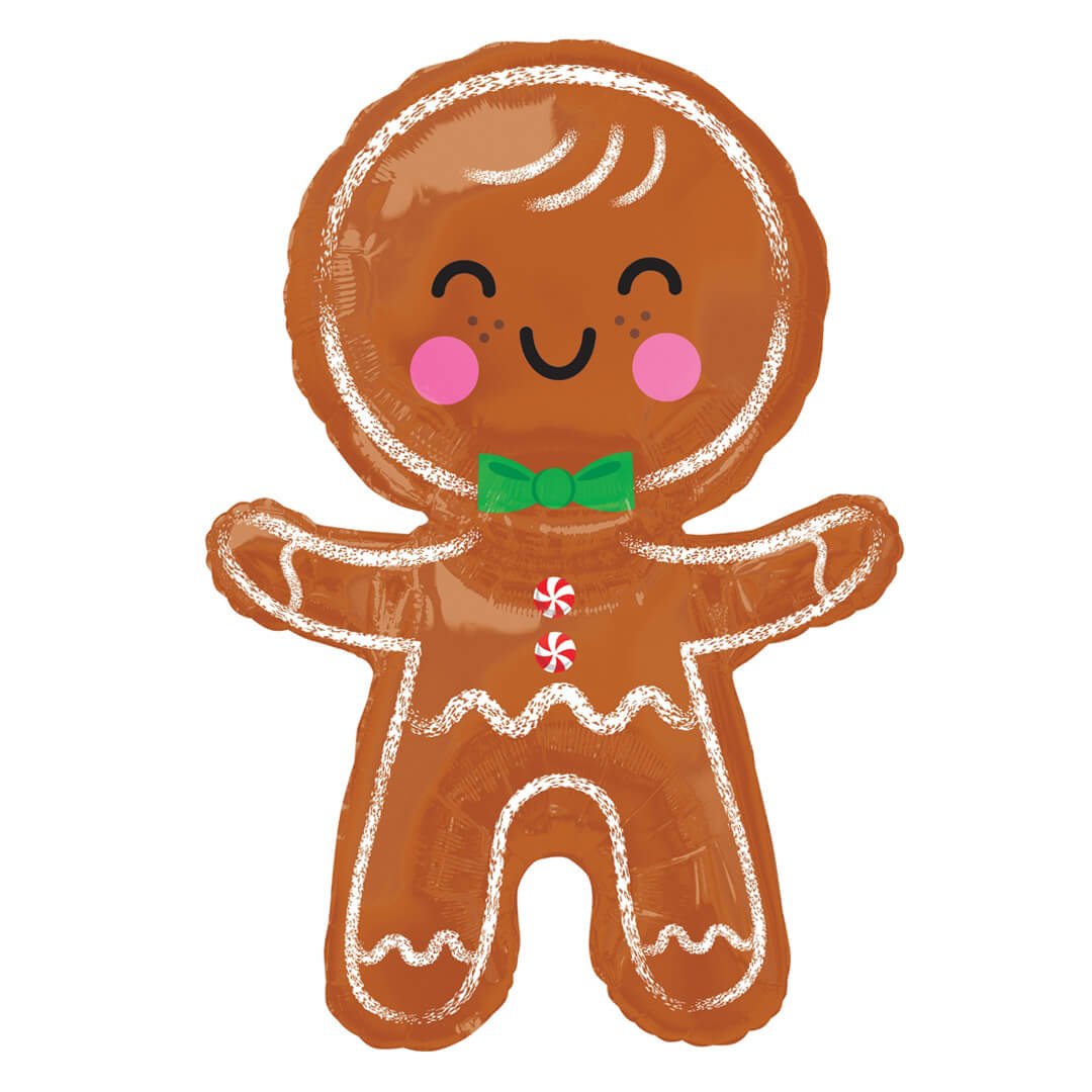 Happy Gingerbread Man Foil Balloon 31" - bubblegum market
