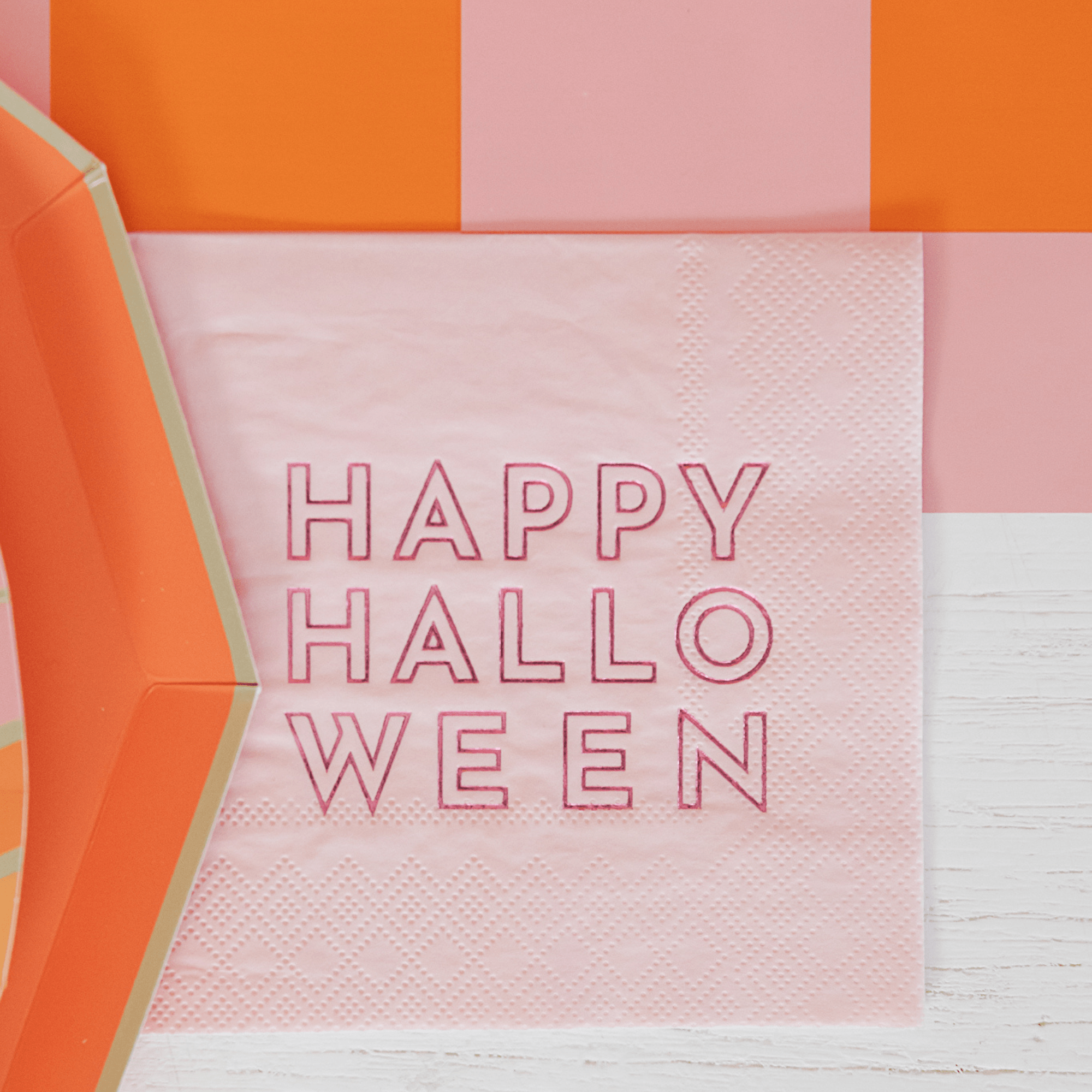 HAPPY HALLOWEEN Pink Cocktail Napkins - bubblegum market