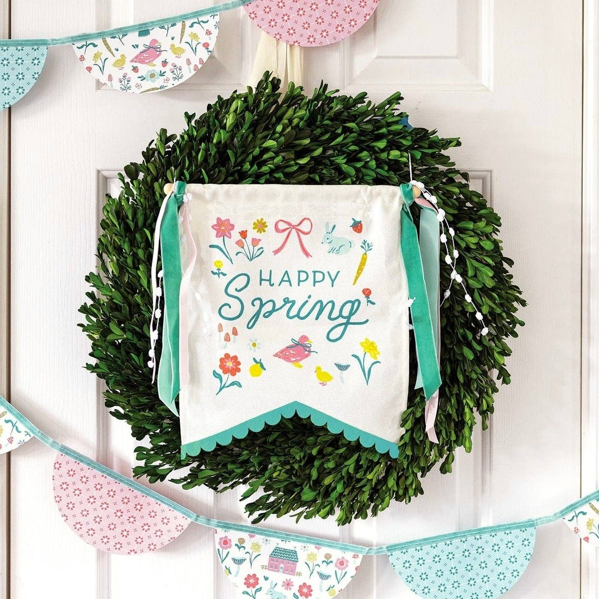 Happy Spring Canvas Banner / Door Hanging - bubblegum market