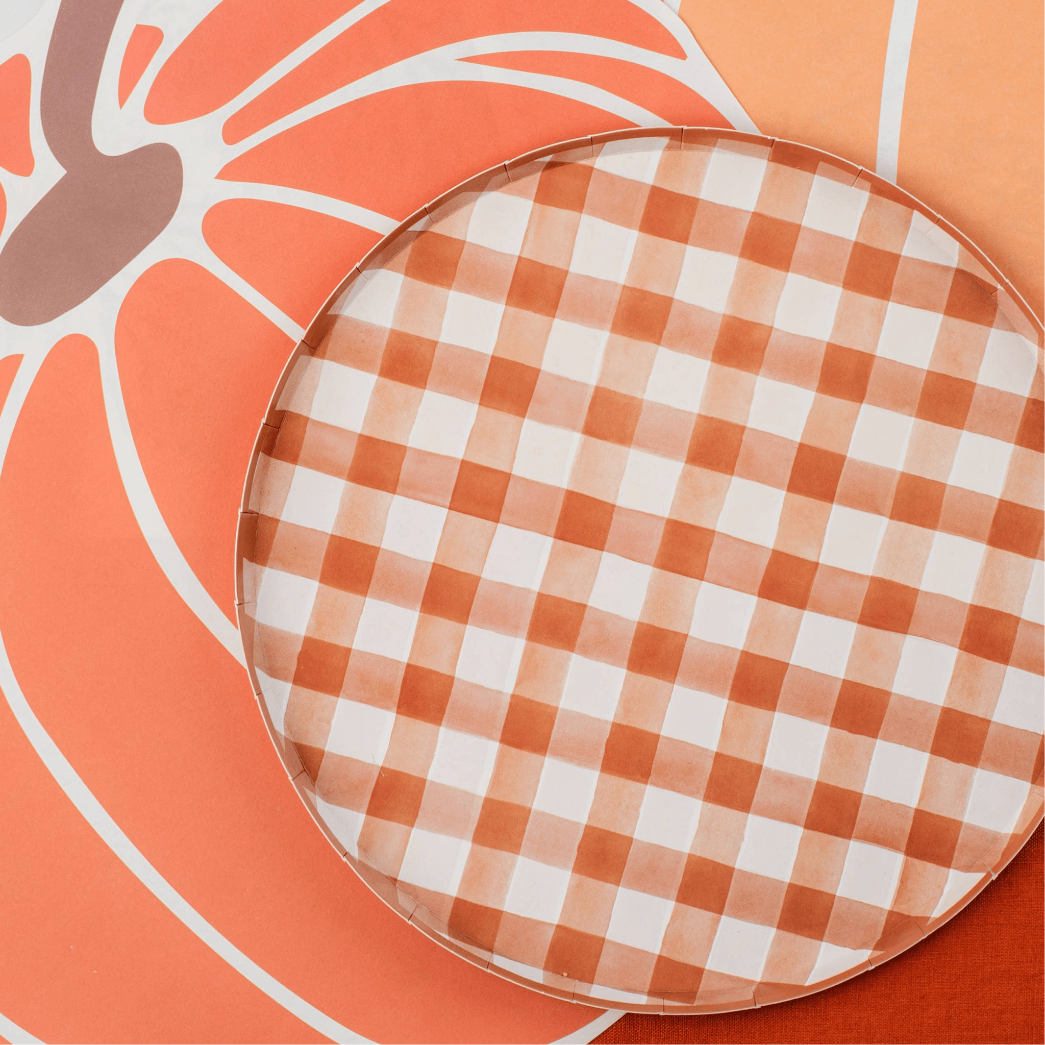 Harvest Gingham Dinner Plates 10.5" - bubblegum market