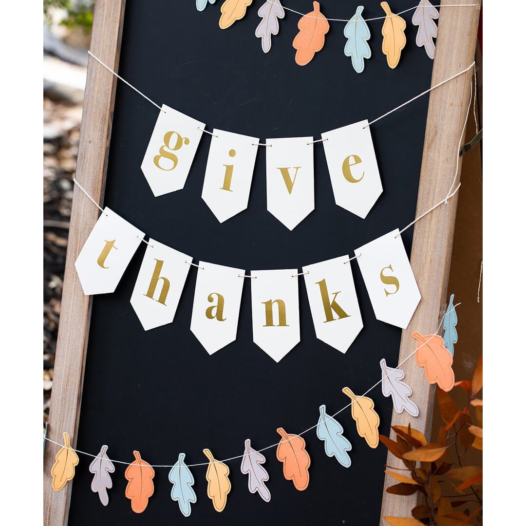 Harvest / Thanksgiving Give Thanks Leaves Banner Set - bubblegum market