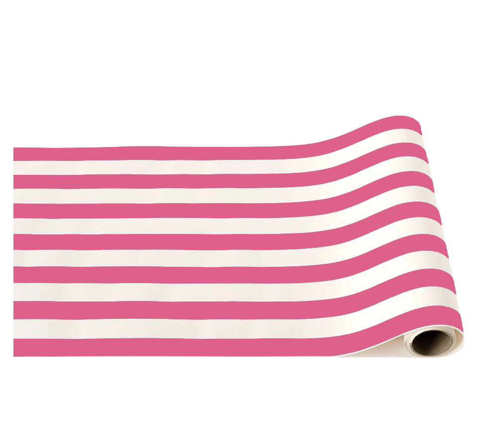 Haute Pink Cabana Stripe Paper Table Runner - bubblegum market