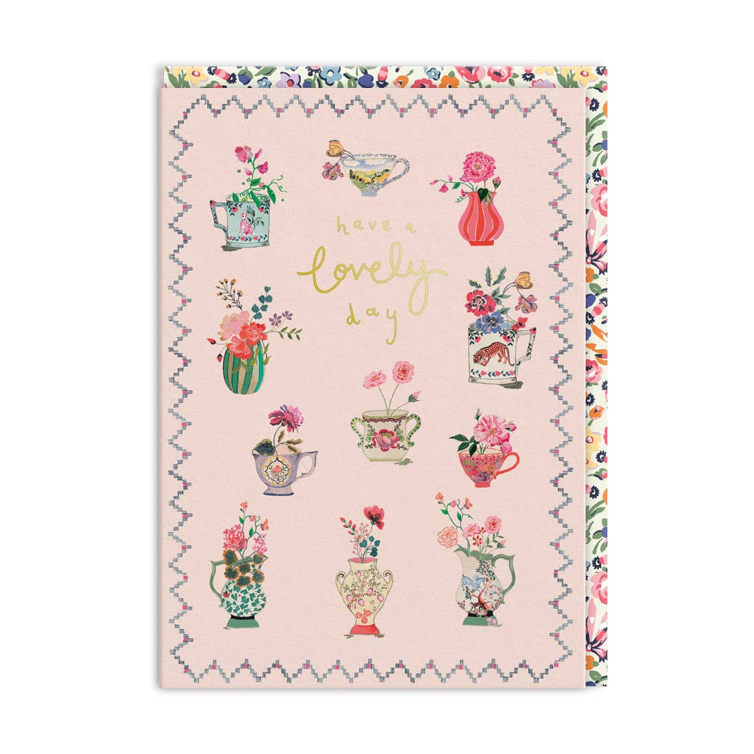 Have a Lovely Day Flower Pots Greeting Card - bubblegum market