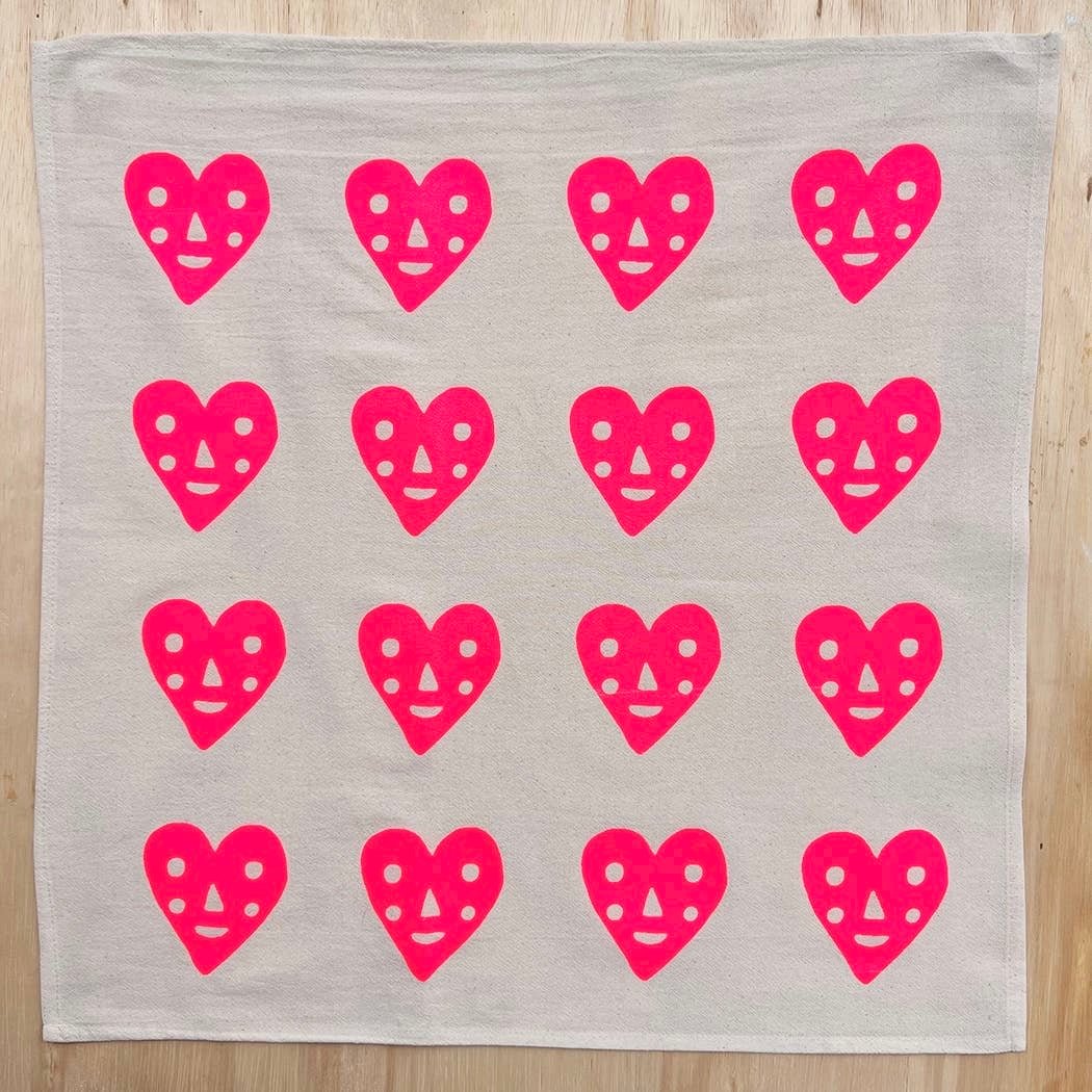 Heart Face Screen - Printed Tea Towel - bubblegum market