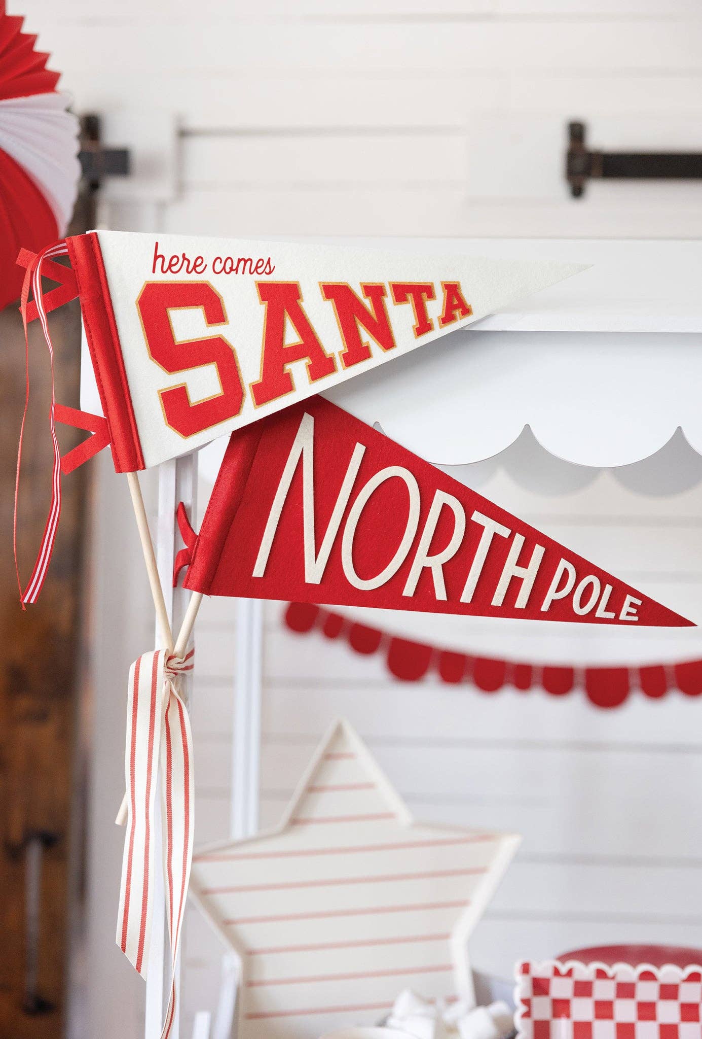 Here Comes Santa Felt Pennant Flag - bubblegum market