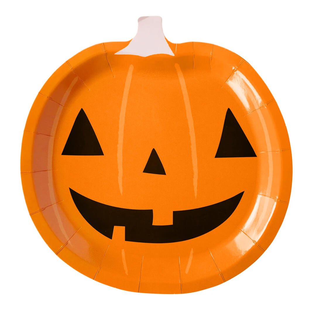 Hey Pumpkin Jack O' Lantern Pumpkin - Shaped Paper Plates 9" - bubblegum market