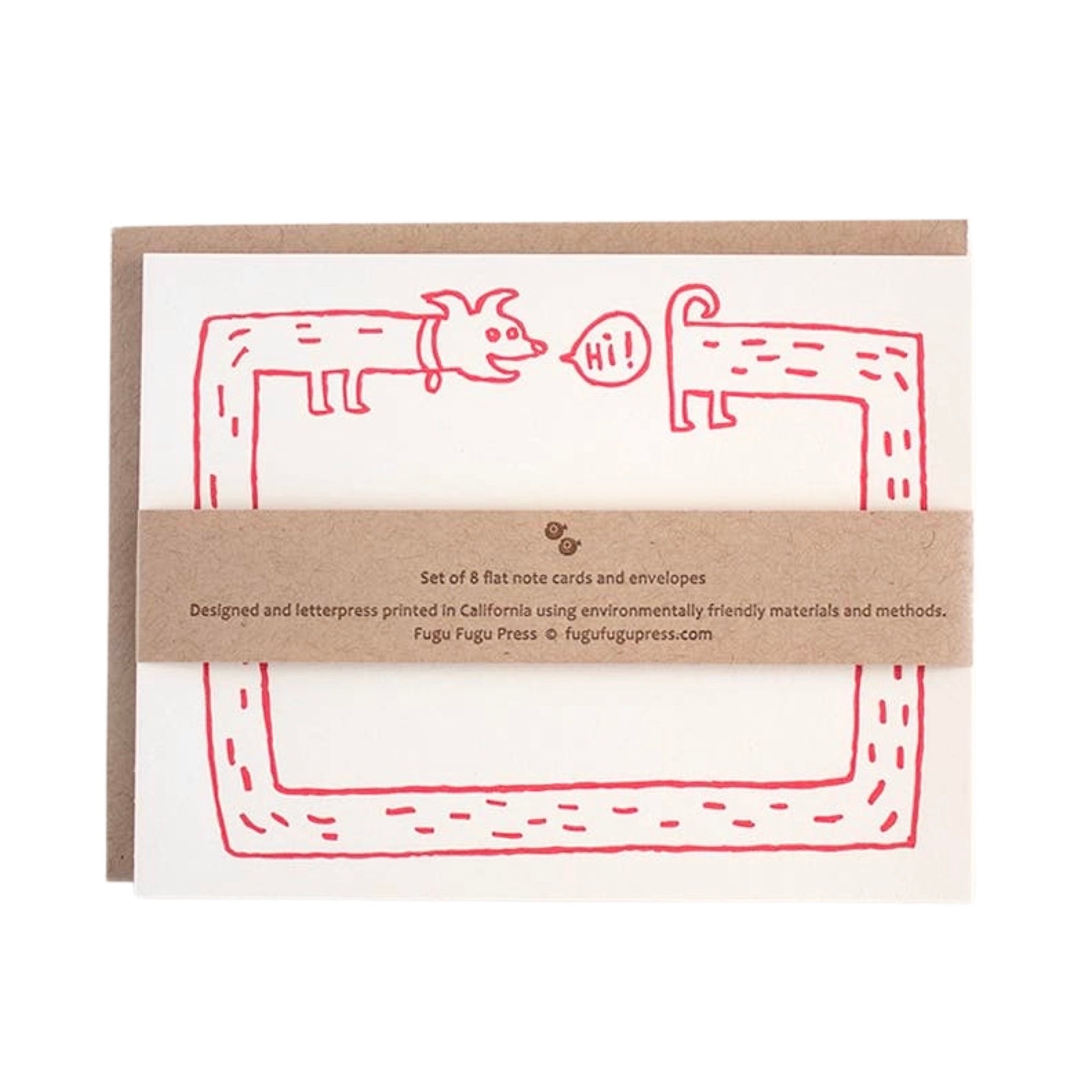 Hi Long Dog Flat Notecards - bubblegum market