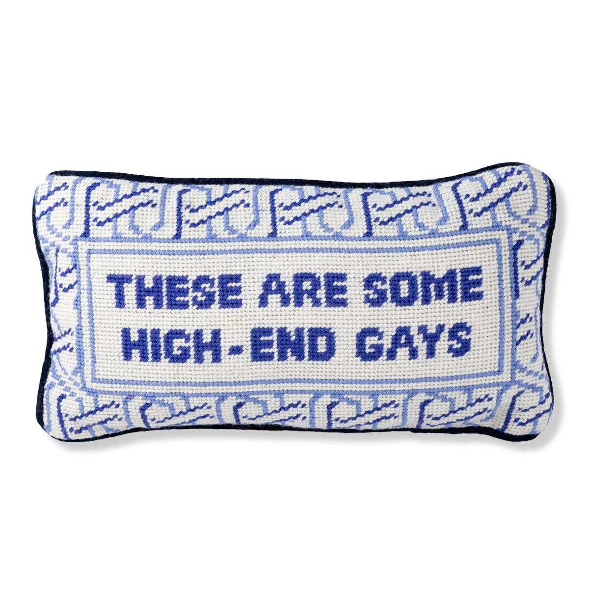 HIGH - END GAYS Needlepoint Pillow - bubblegum market