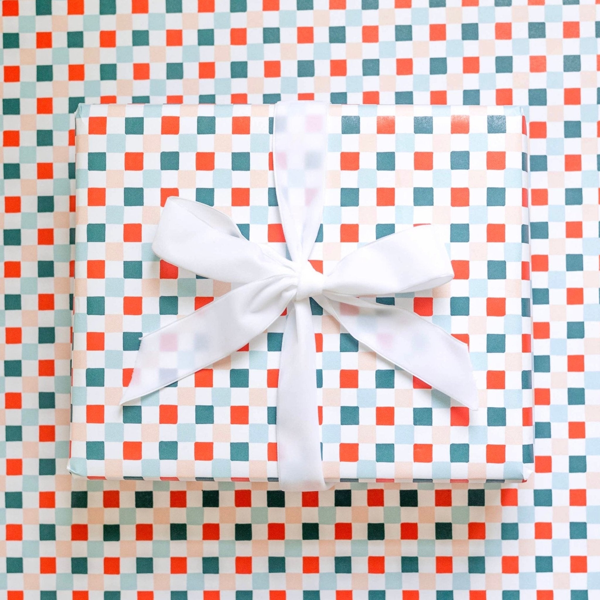 Holiday Checkered Wrapping Paper Sheets (Roll of 3) - bubblegum market