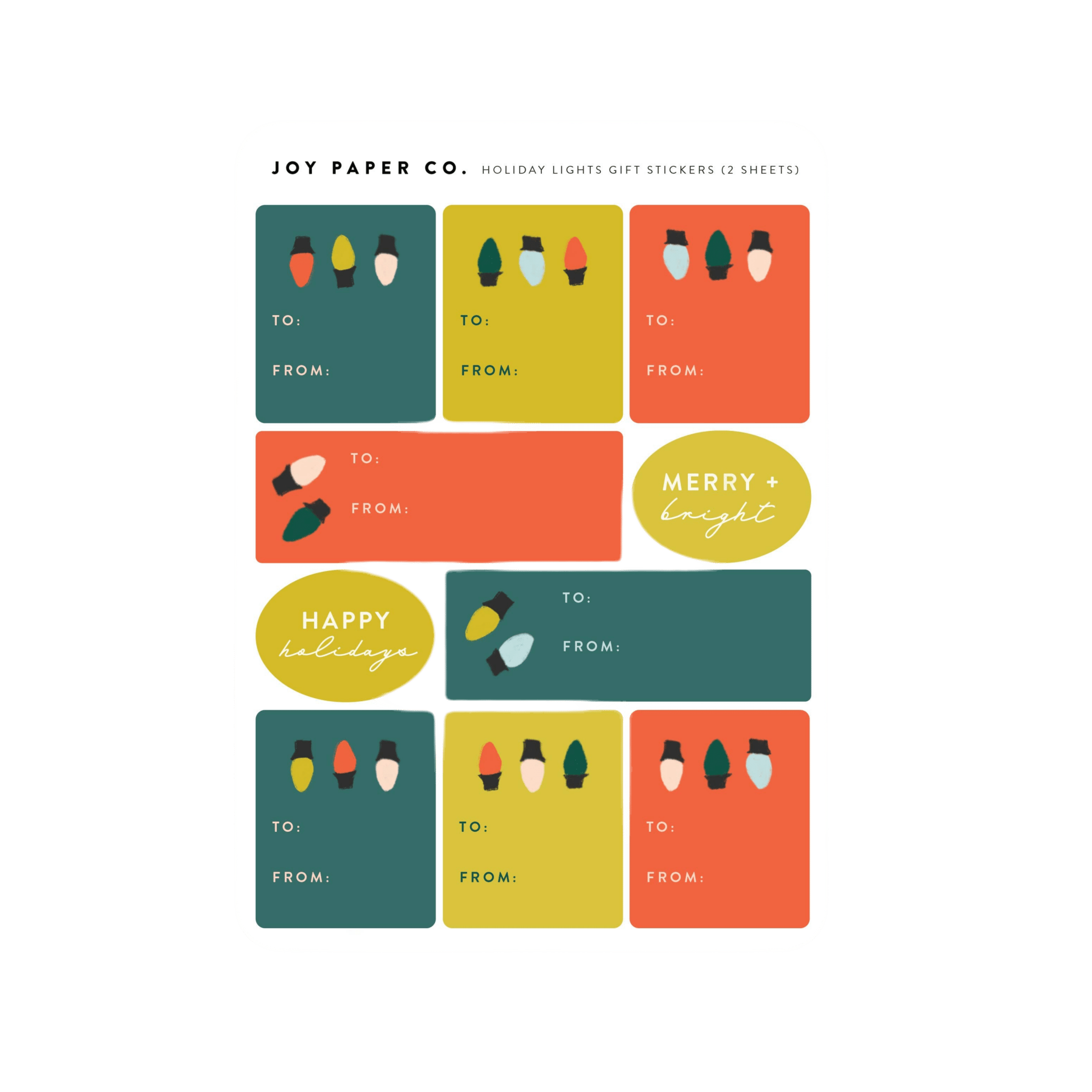 Holiday Lights Gift Tags & Stickers (20ct) - bubblegum market