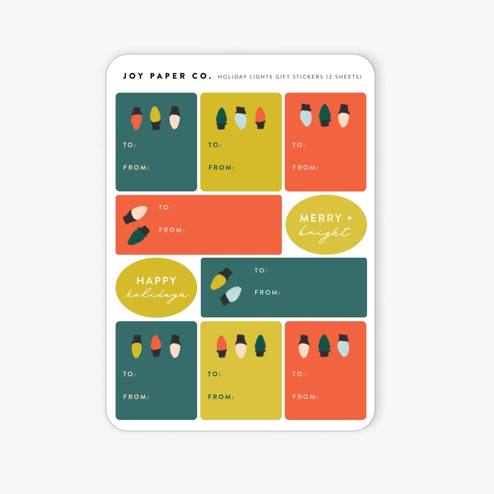 Holiday Lights Gift Tags & Stickers (20ct) - bubblegum market