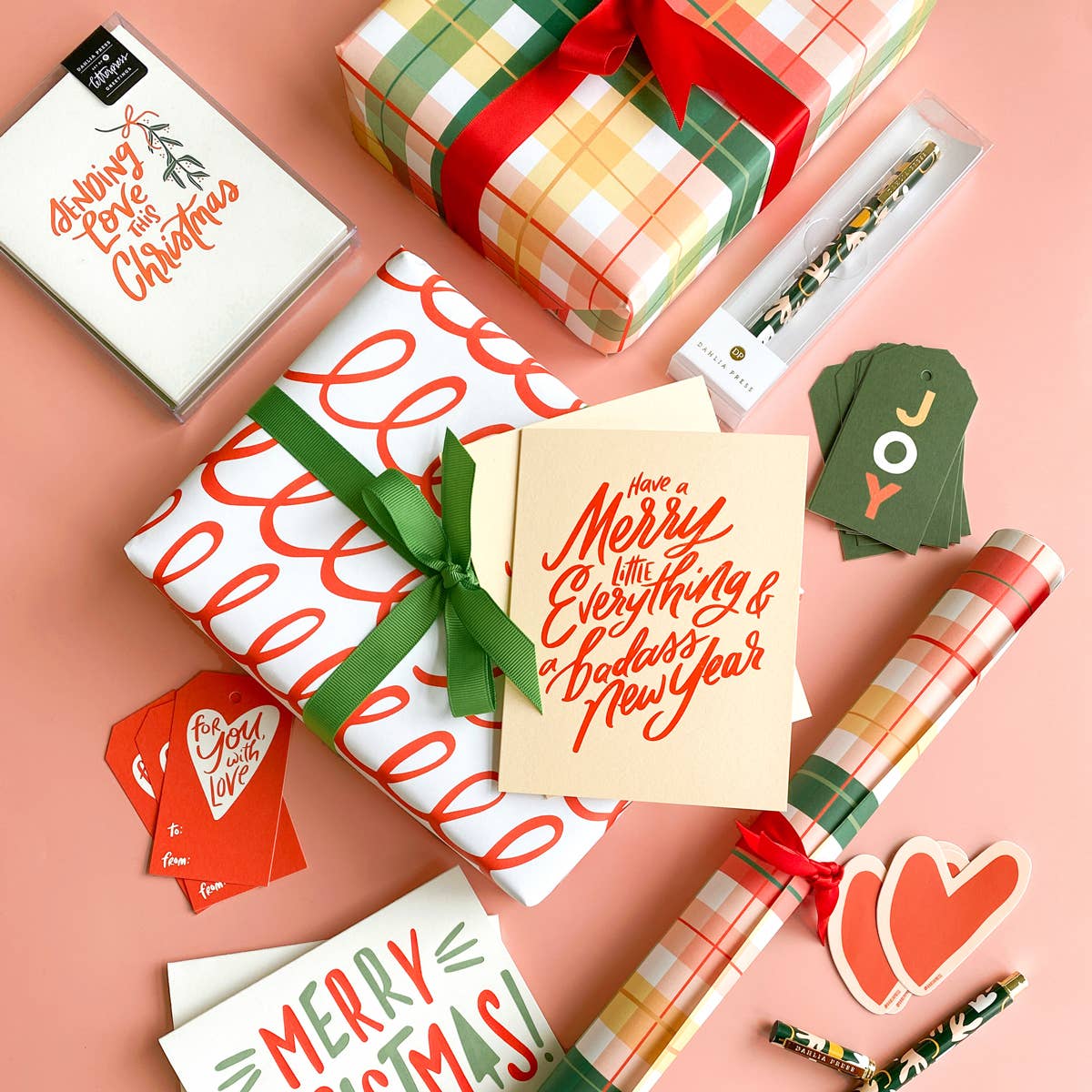 Holiday Plaid Wrapping Paper Sheets (Roll of 3) - bubblegum market