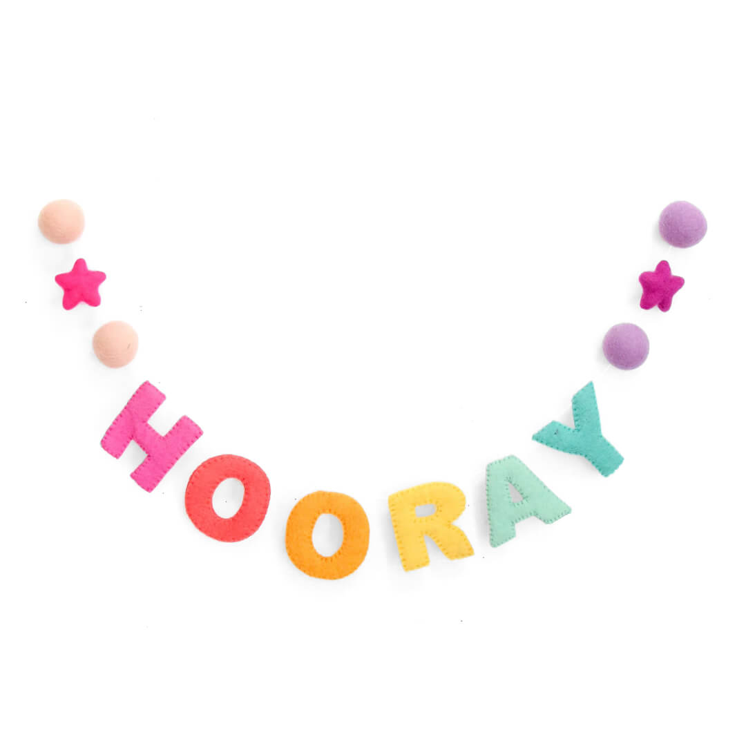Hooray Rainbow Felt Garland - bubblegum market
