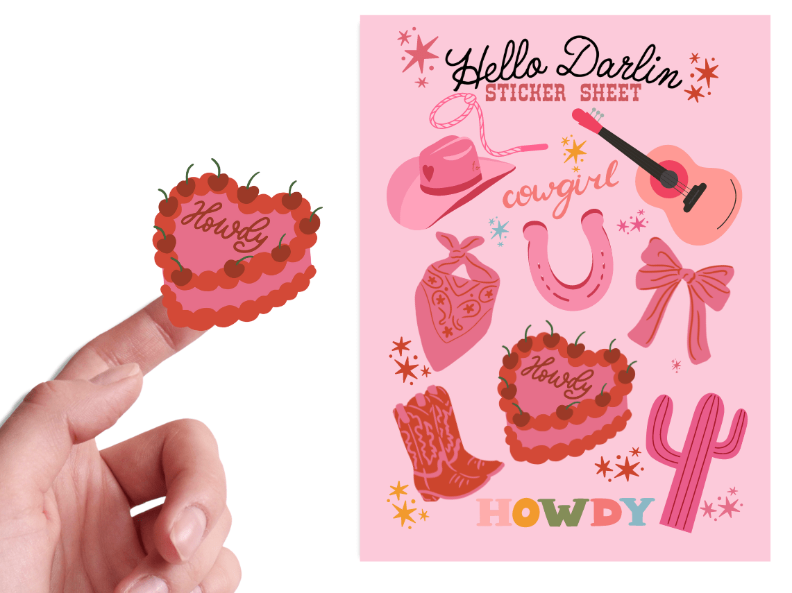 Howdy Cowgirl Vinyl Sticker Sheet - bubblegum market