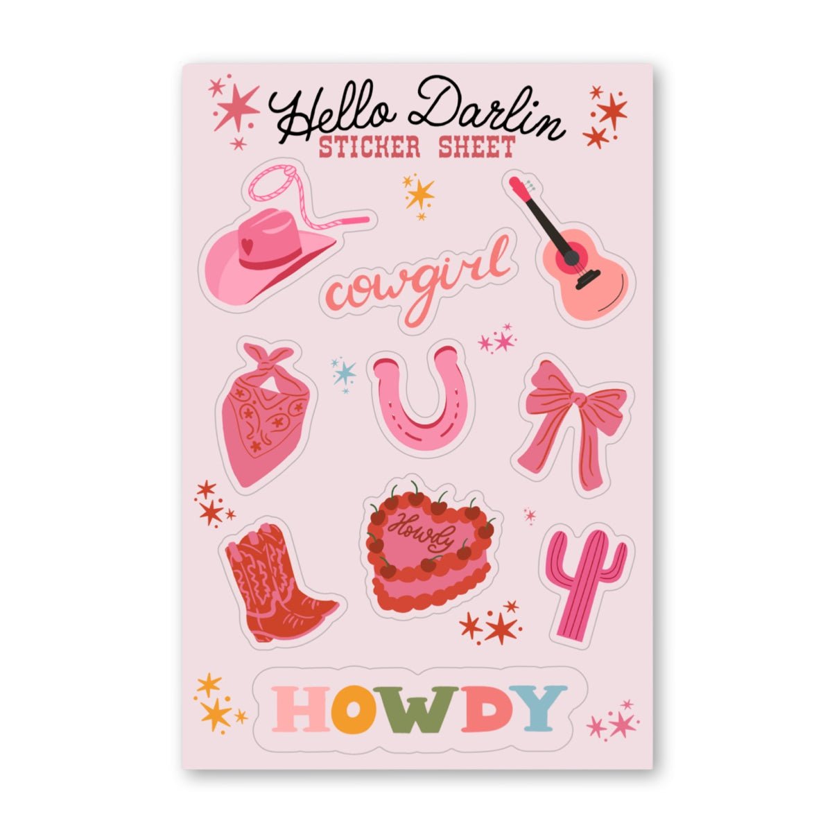 Howdy Cowgirl Vinyl Sticker Sheet - bubblegum market
