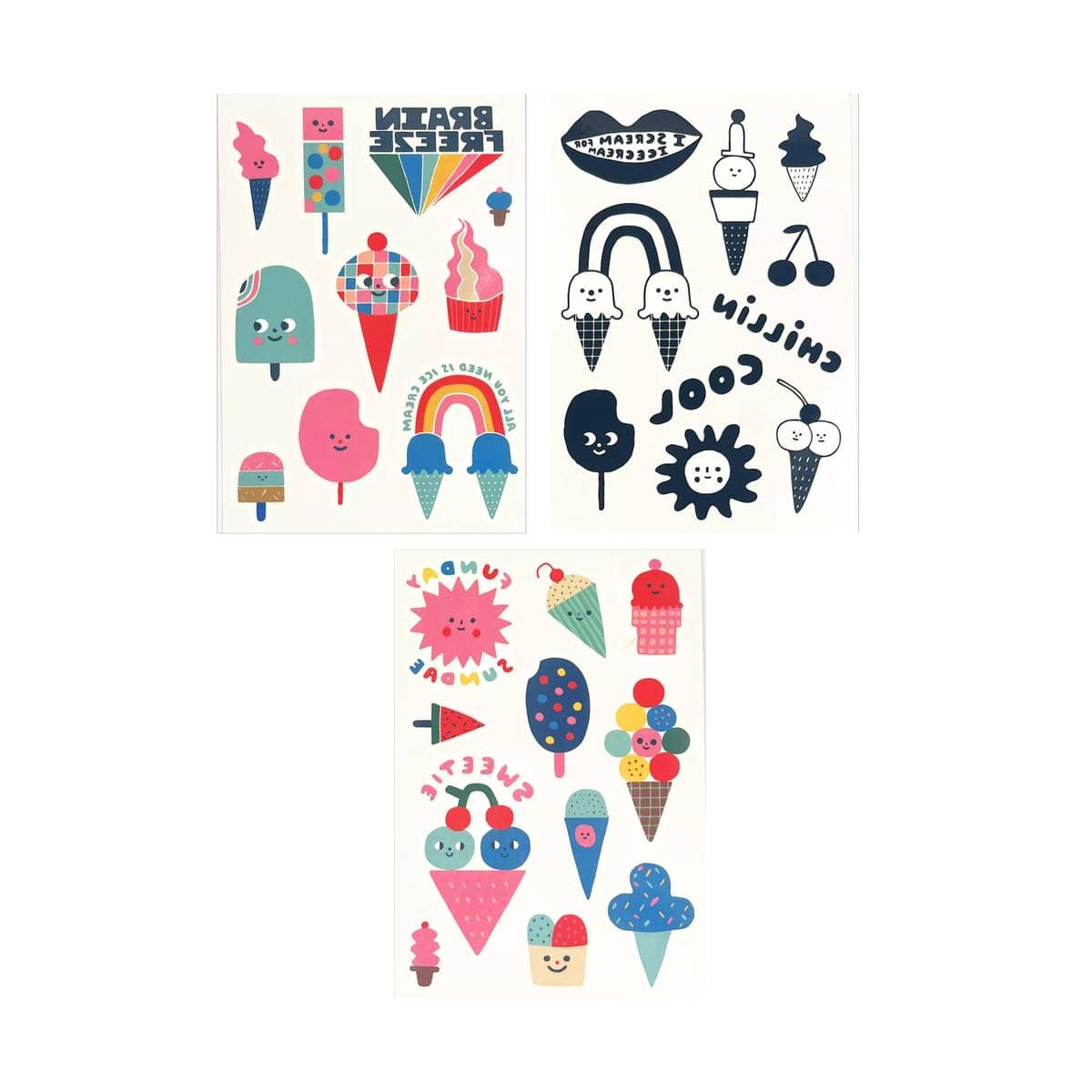 Ice Cream Party Mini Tattoo Palooza Temporary Tats X Suzy Ultman - bubblegum market