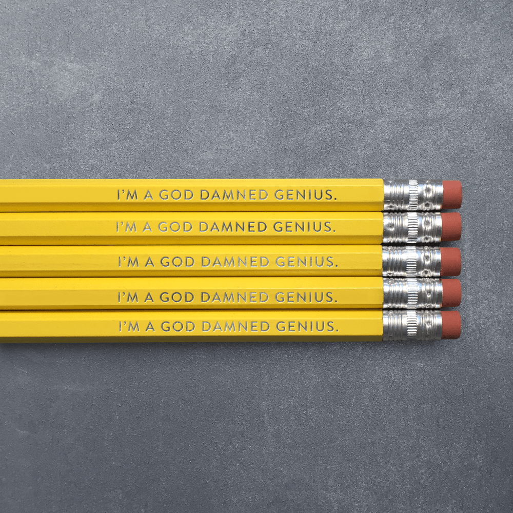 I'M A GOD DAMNED GENIUS Yellow Pencil Pack - bubblegum market