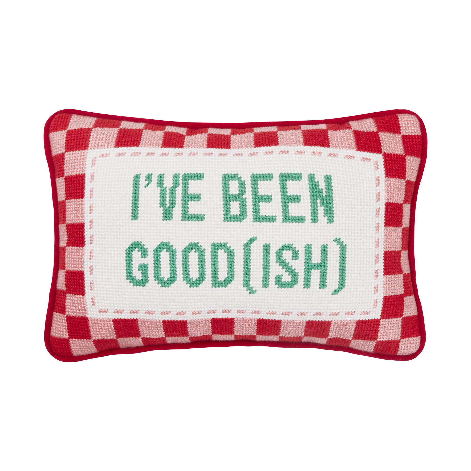 I've Been Good(ish) Embroidered Throw Pillow - bubblegum market
