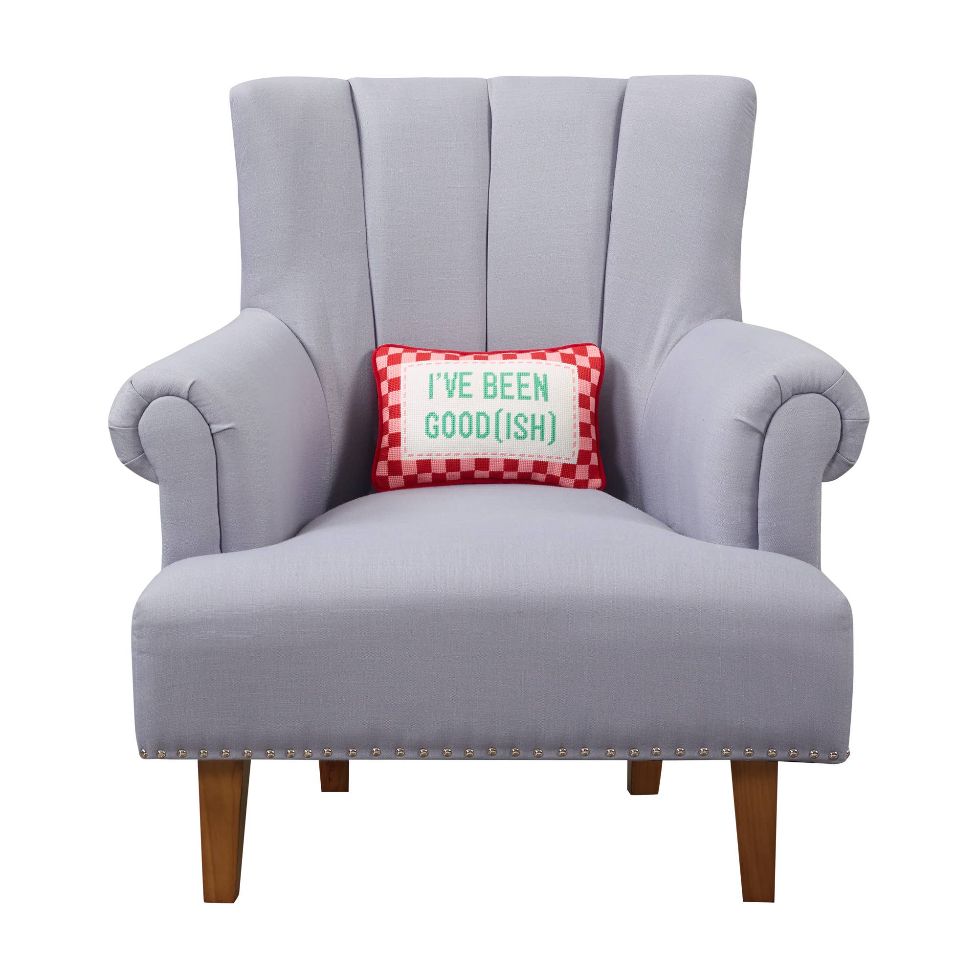 I've Been Good(ish) Embroidered Throw Pillow - bubblegum market