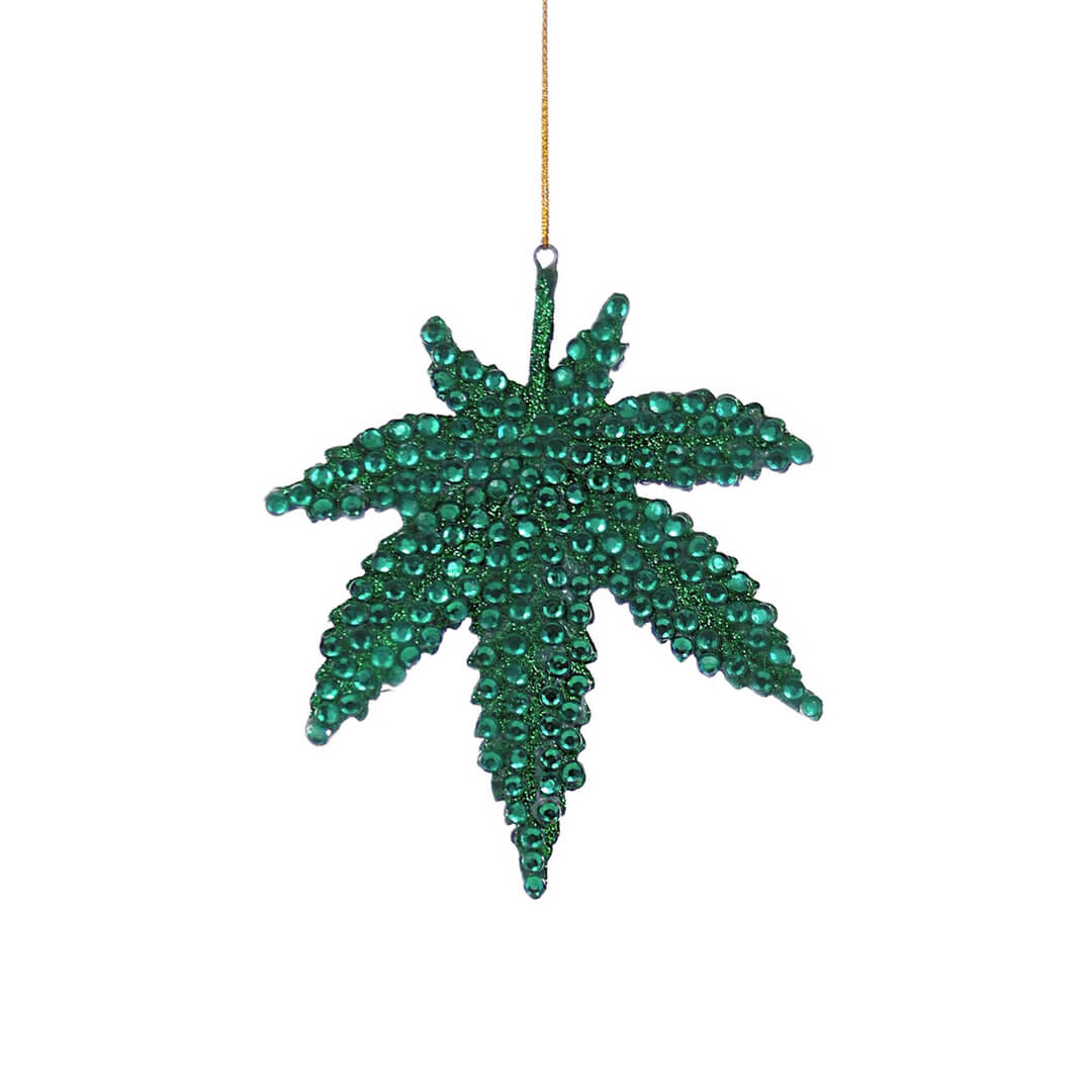 Jeweled Leaf Ornament 4" - bubblegum market