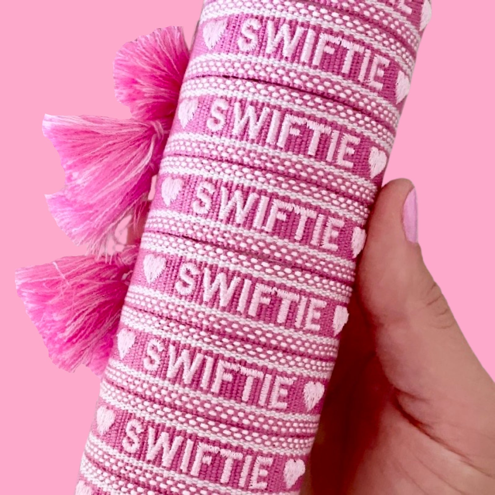 *kids* Pink SWIFTIE Woven Bracelet - bubblegum market