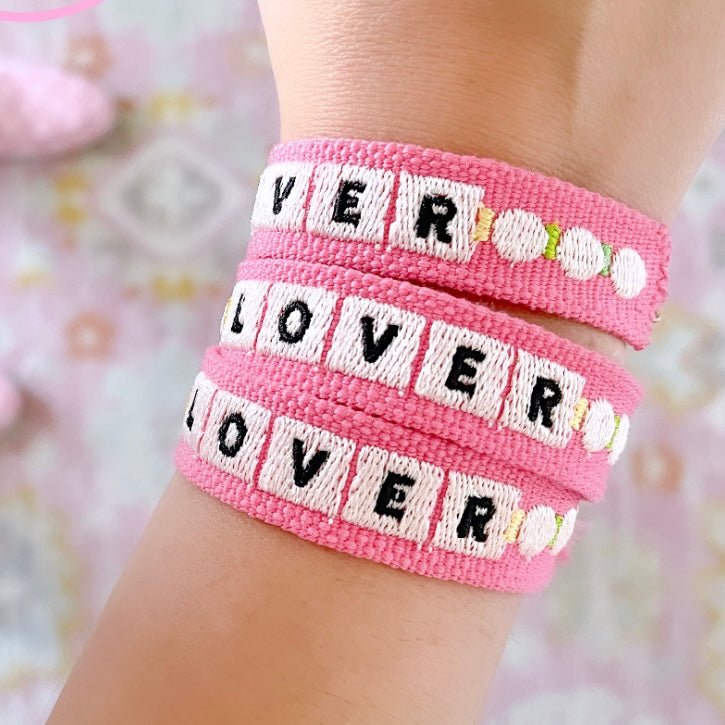 *kids* Taylor Swift Woven LOVER Bracelet - bubblegum market