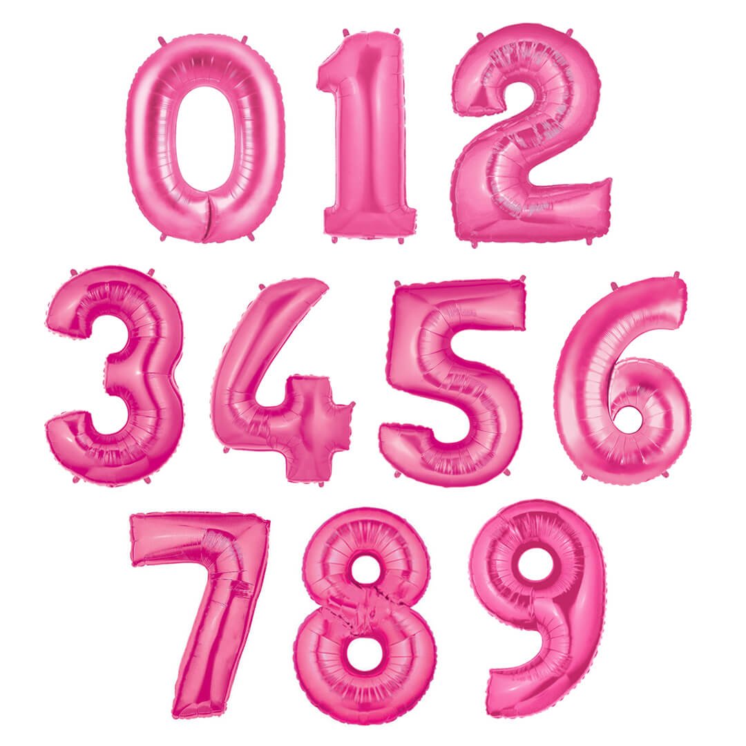 Large Pink Number Balloon 40" - bubblegum market
