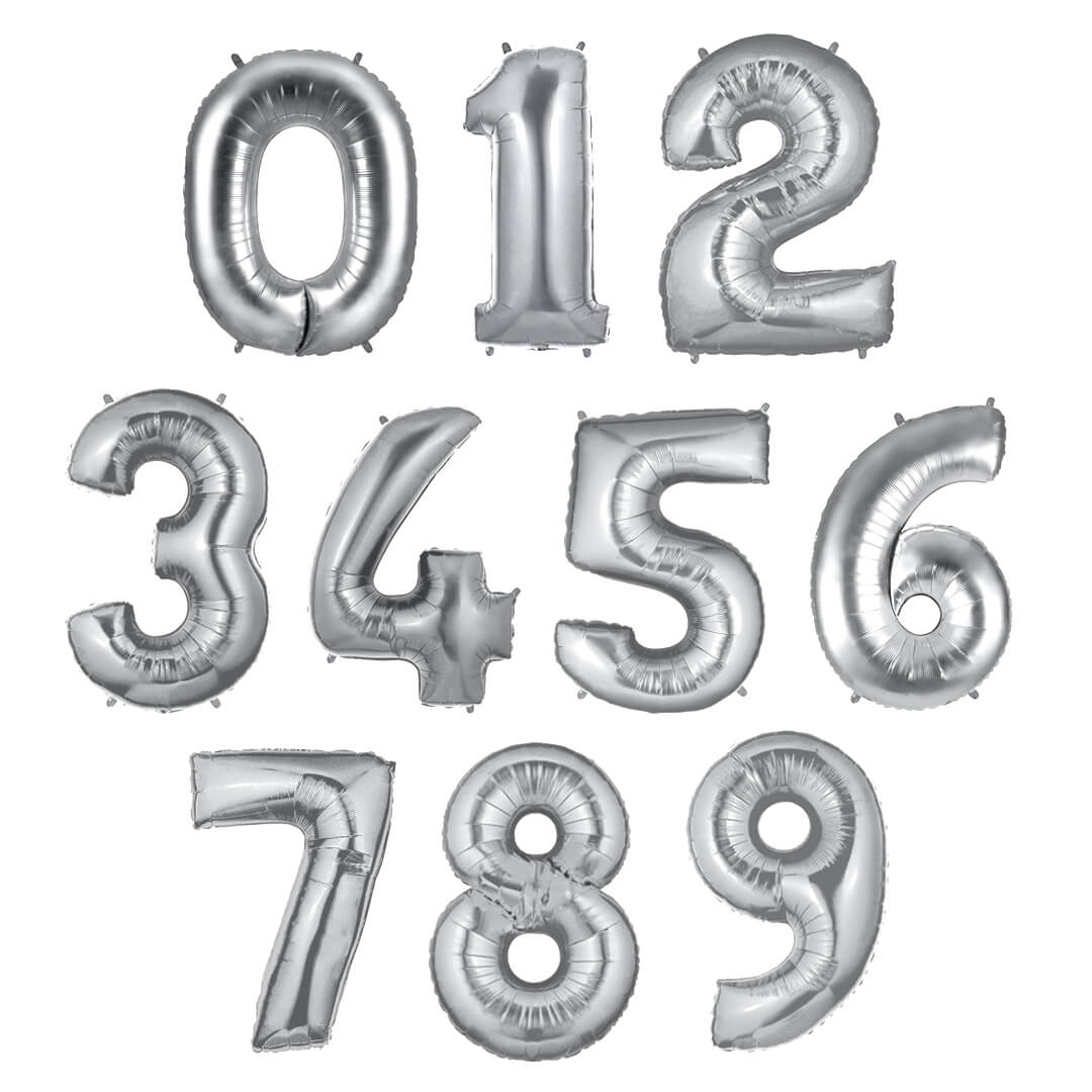 Large Silver Number Balloon 40" - bubblegum market
