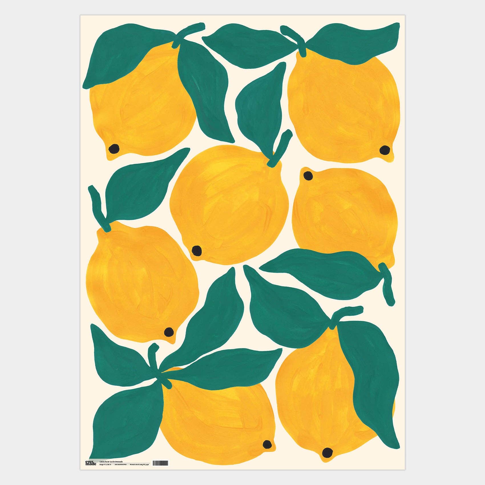 Lemons Gift Wrap Sheet - bubblegum market