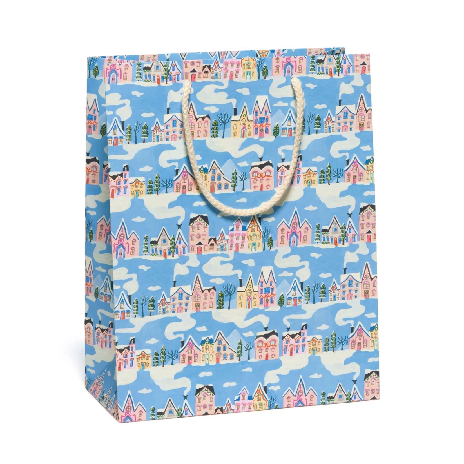 Little Pink Houses Large Holiday Gift Bag - bubblegum market