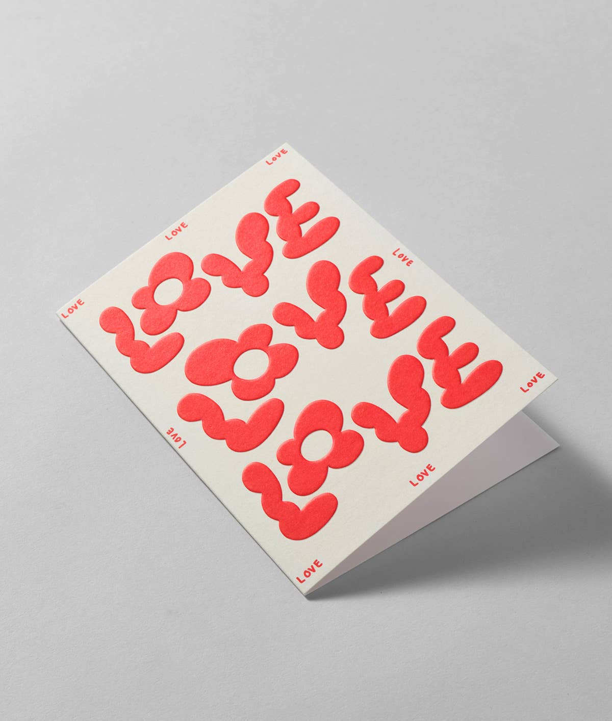 'Love Love Love' Embossed Greetings Card - bubblegum market