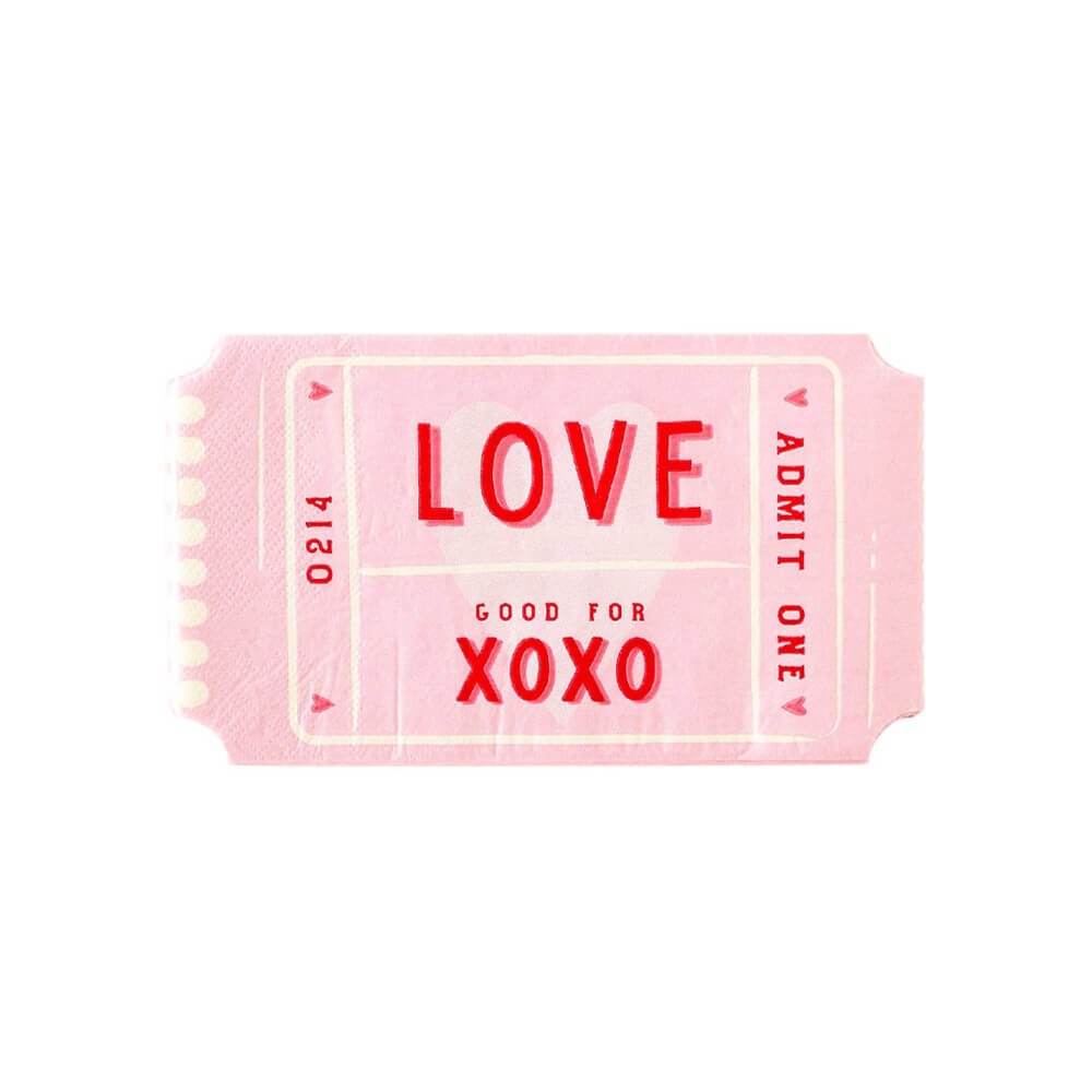 Love Ticket Shaped Dinner Paper Napkins - bubblegum market