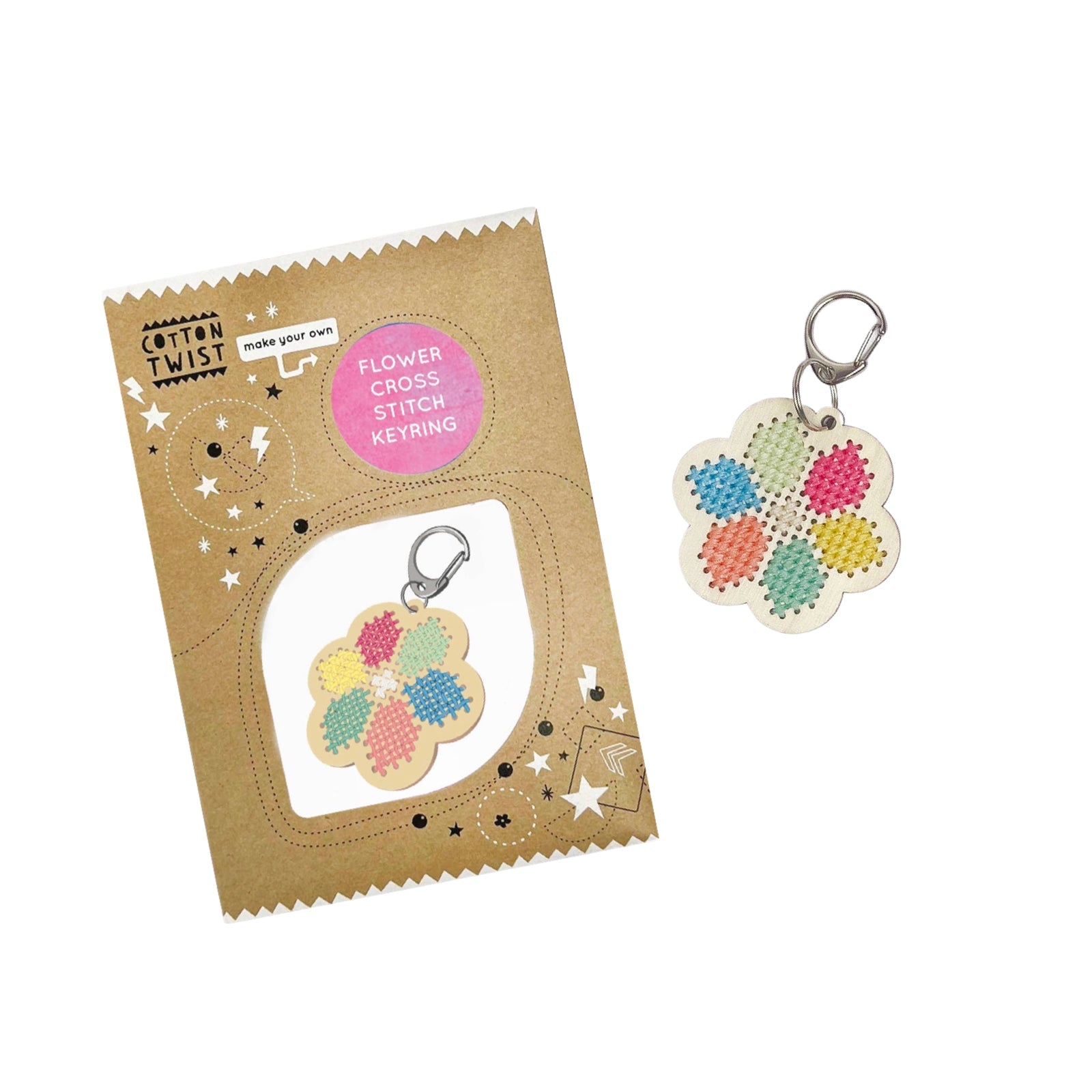 Make Your Own Flower Cross Stitch Keyring - bubblegum market