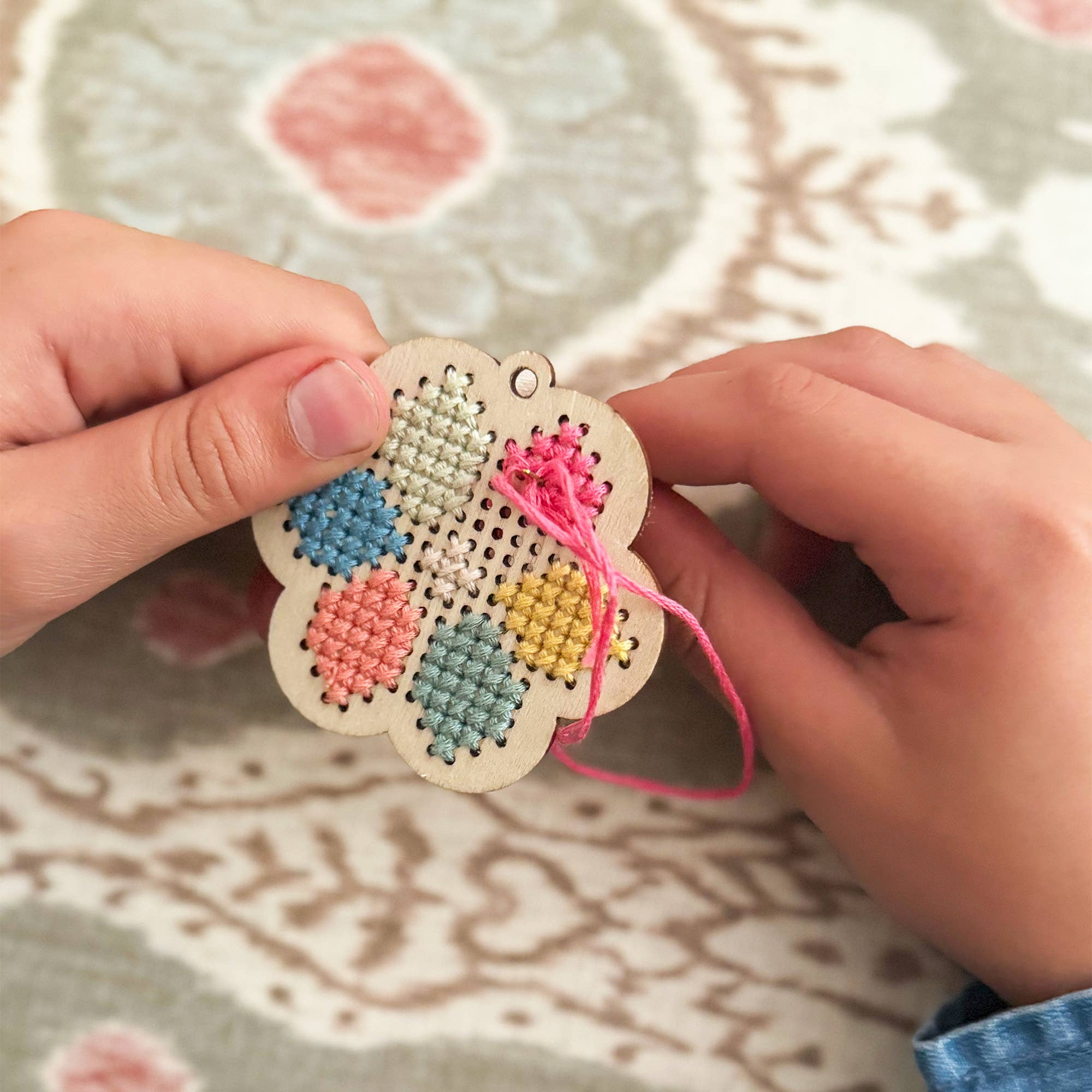Make Your Own Flower Cross Stitch Keyring - bubblegum market