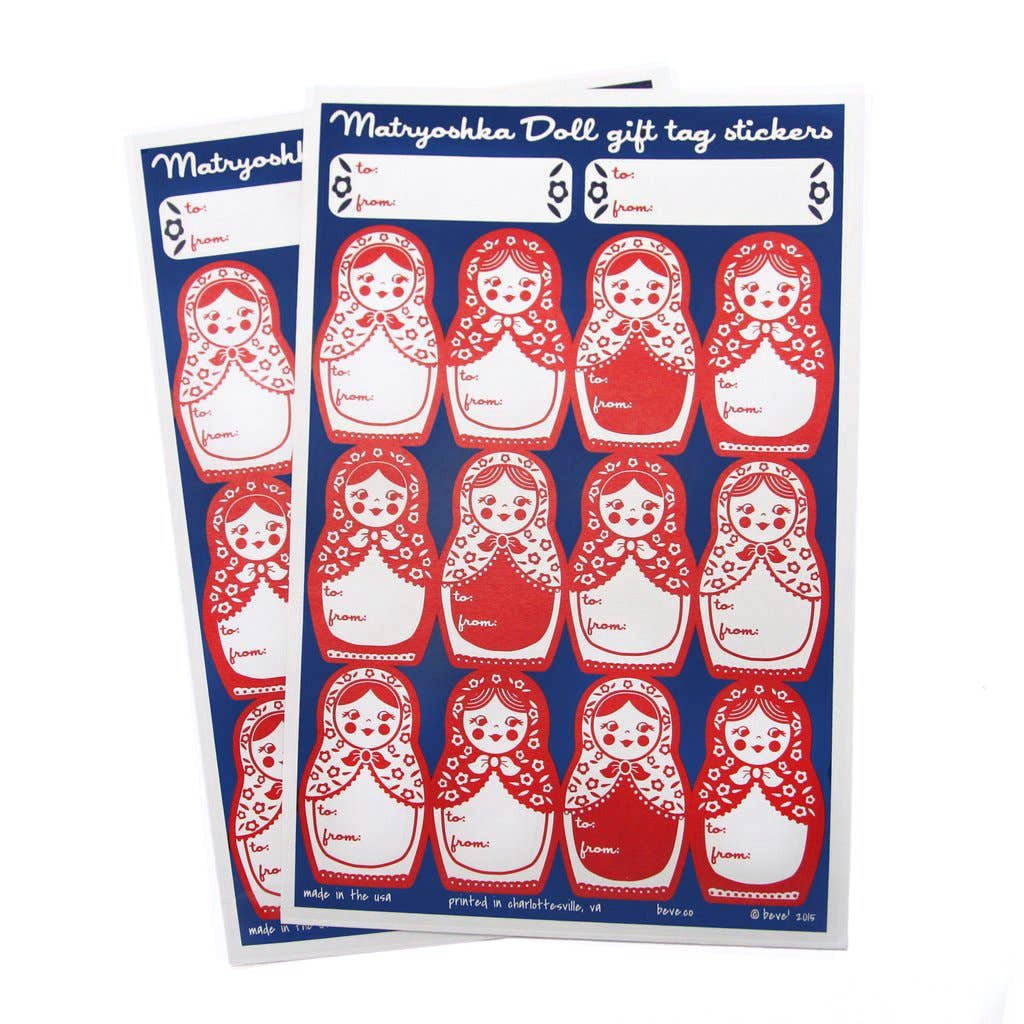 Matryoshka Doll Gift Tag Sticker Labels (28ct) - bubblegum market
