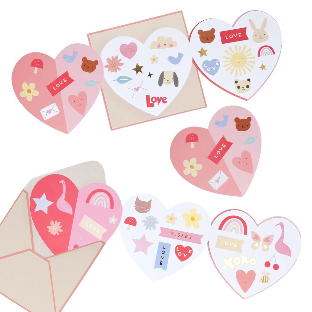 Meri Meri Heart Concertina Valentine Cards & Stickers (12ct) - bubblegum market