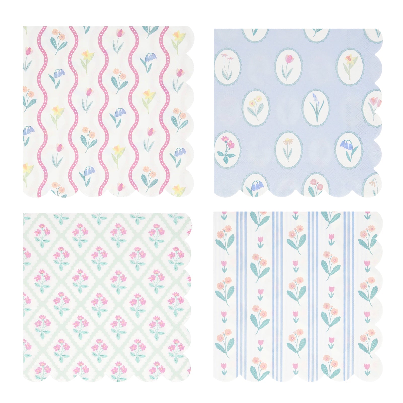Meri Meri Party Bloomsbury Floral Pattern Large Napkins - bubblegum market
