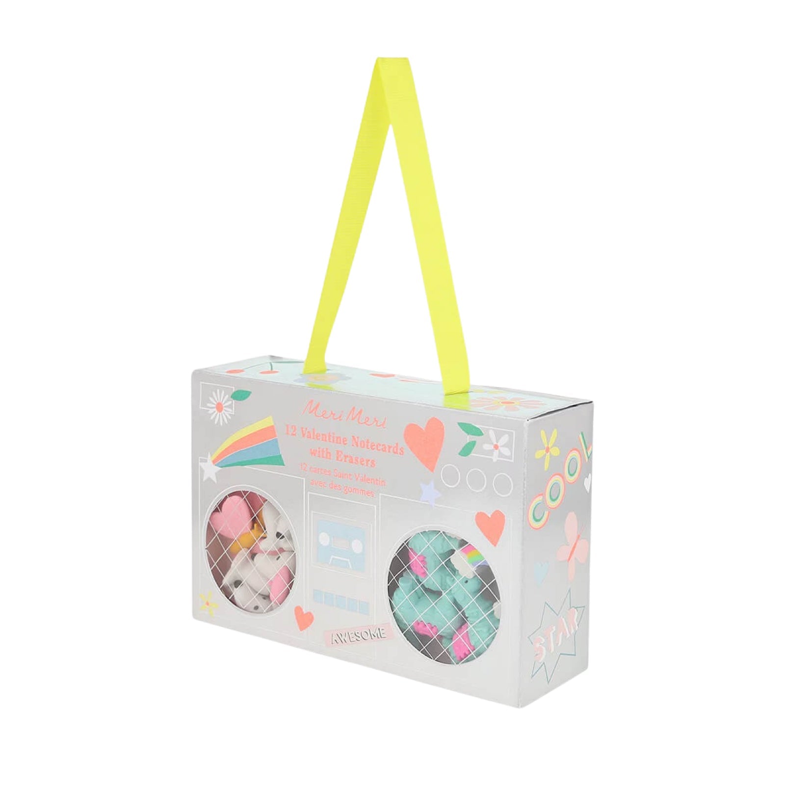 Meri Meri Party Boom Box Valentine Cards & Erasers Set (12ct) - bubblegum market
