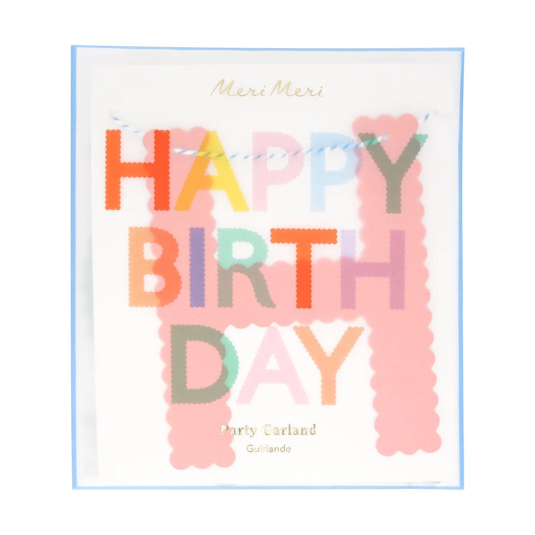 Meri Meri Party Bright Scalloped Happy Birthday Garland - bubblegum market