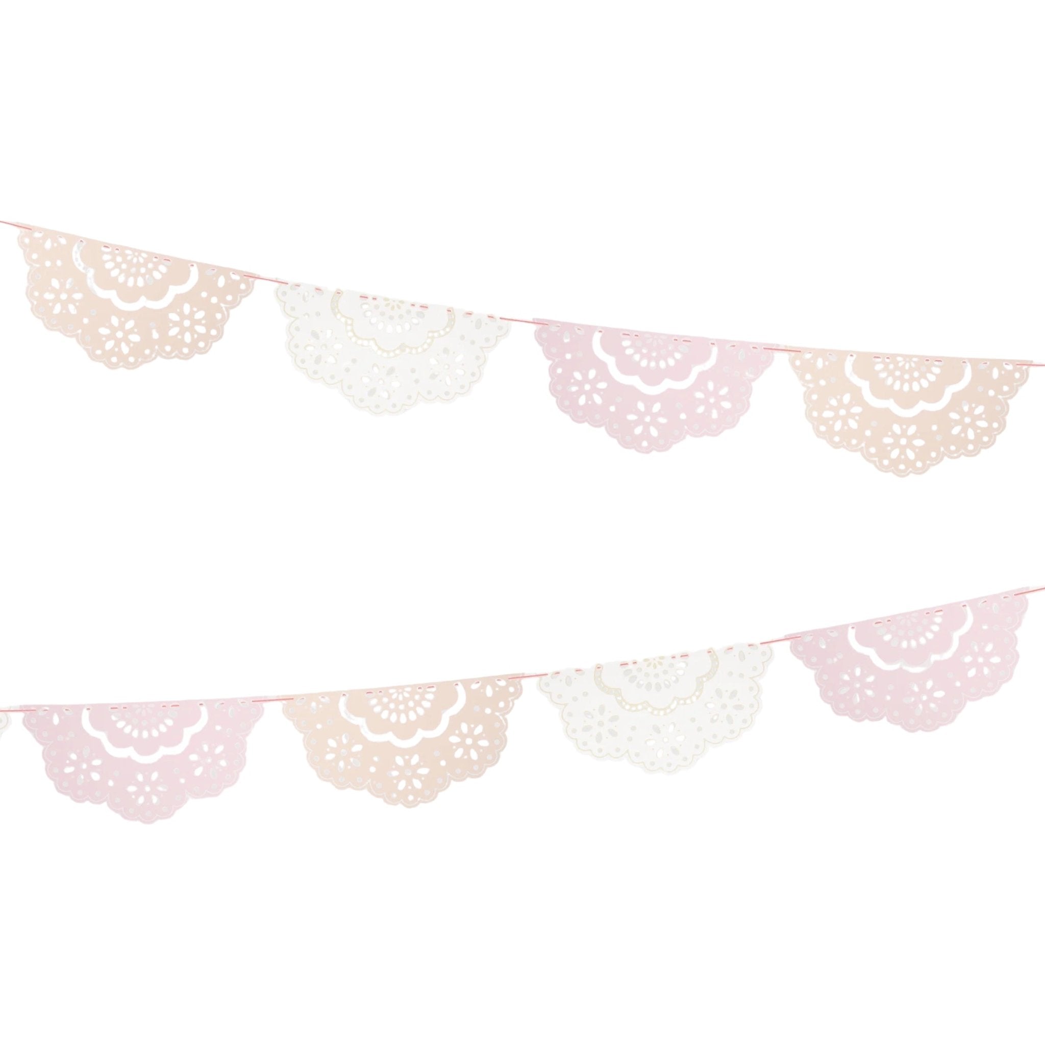 Meri Meri Party Broderie Anglaise Lace Multi Pennant Garland - bubblegum market