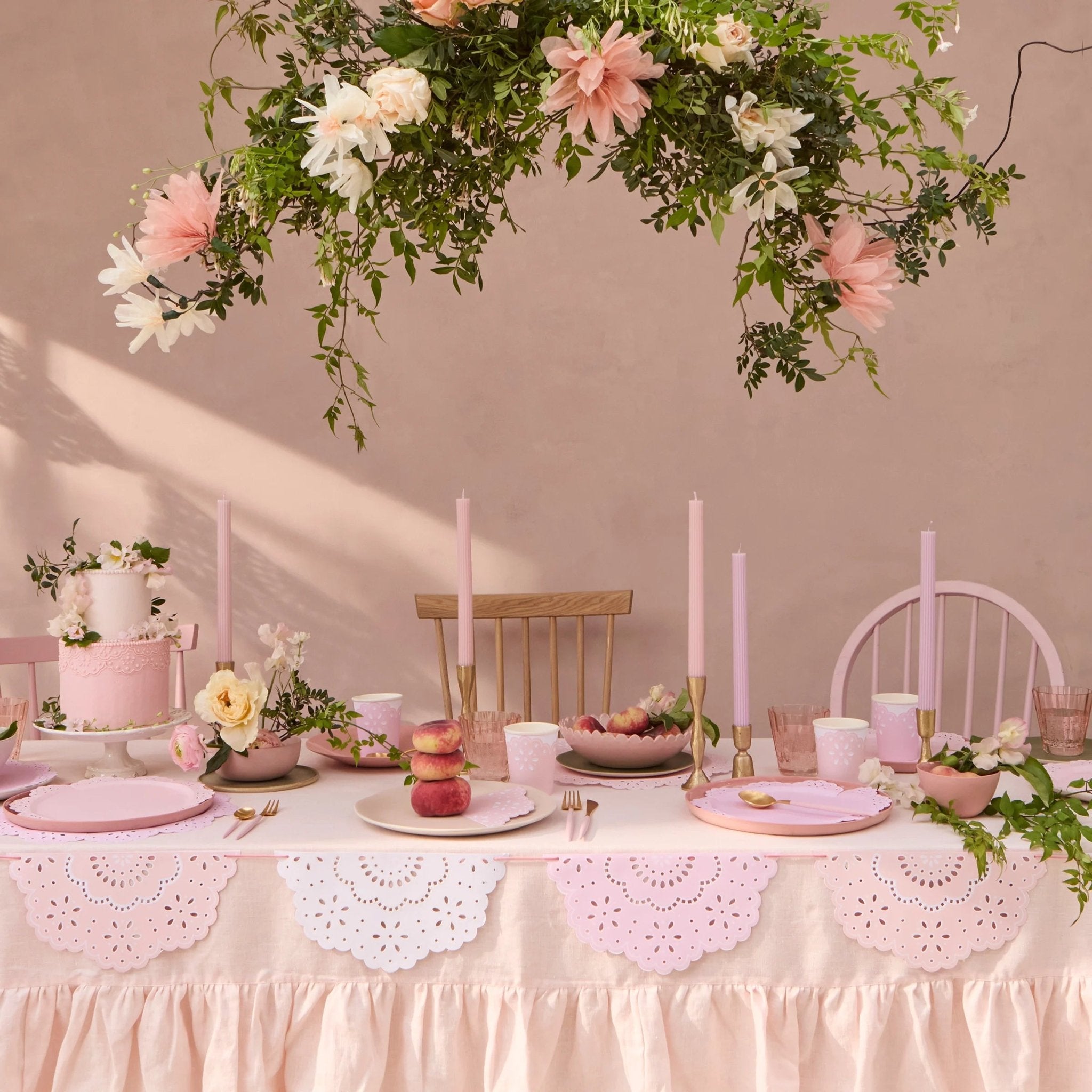 Meri Meri Party Broderie Anglaise Lace Multi Pennant Garland - bubblegum market
