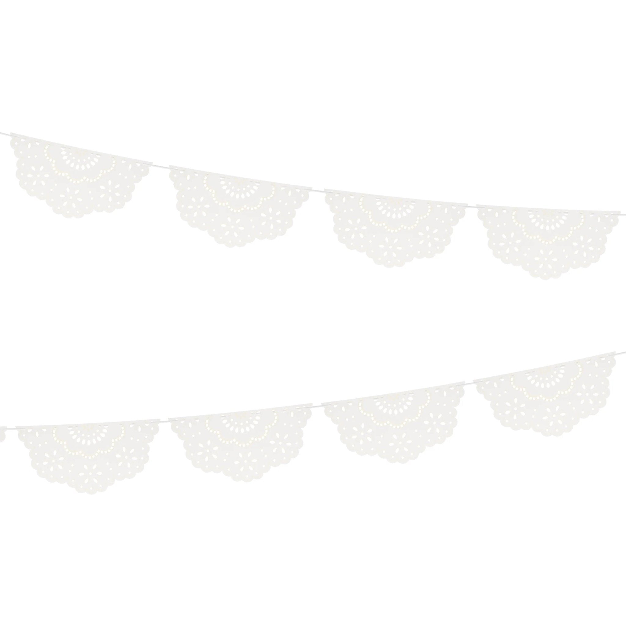 Meri Meri Party Broderie Anglaise Lace White Pennant Garland - bubblegum market