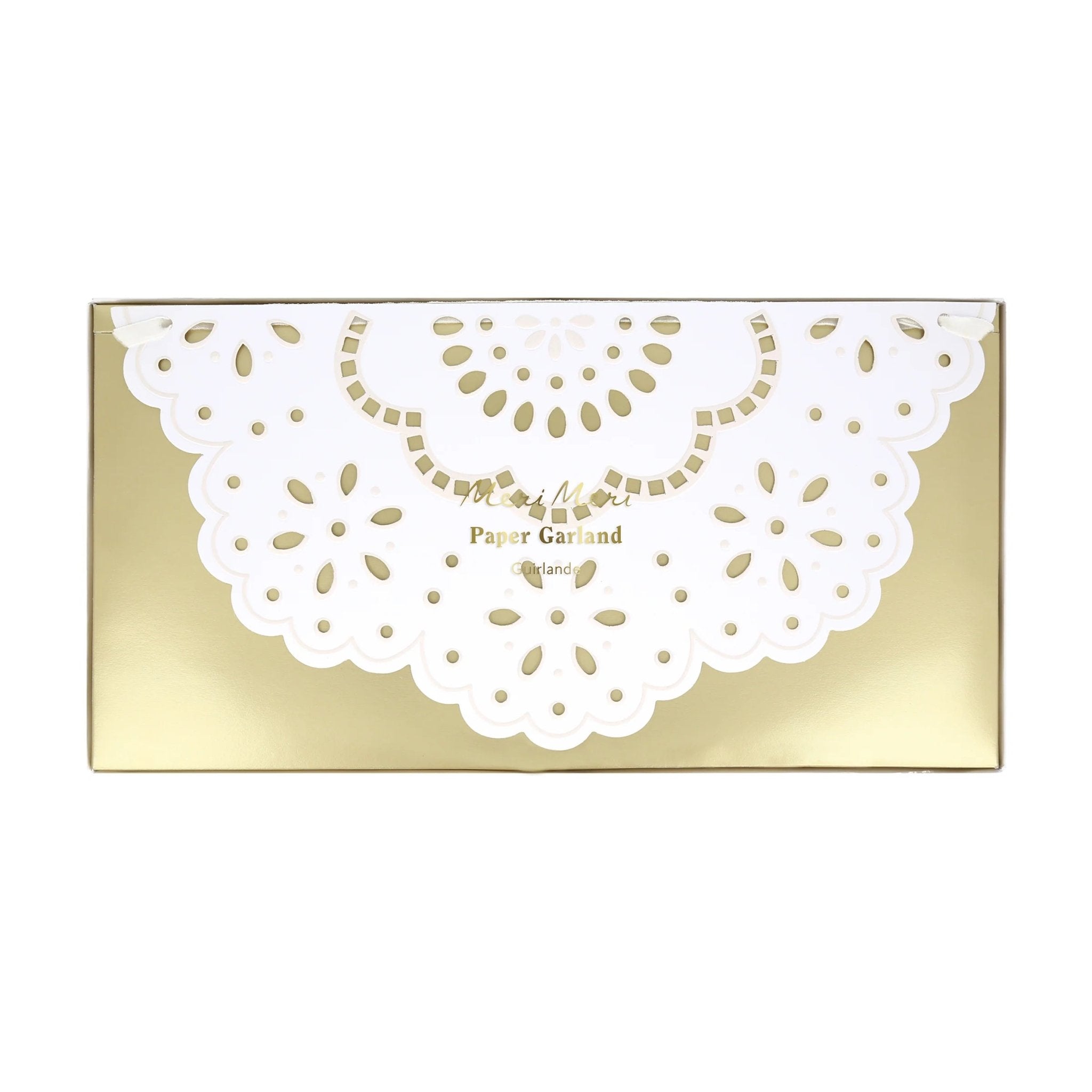 Meri Meri Party Broderie Anglaise Lace White Pennant Garland - bubblegum market