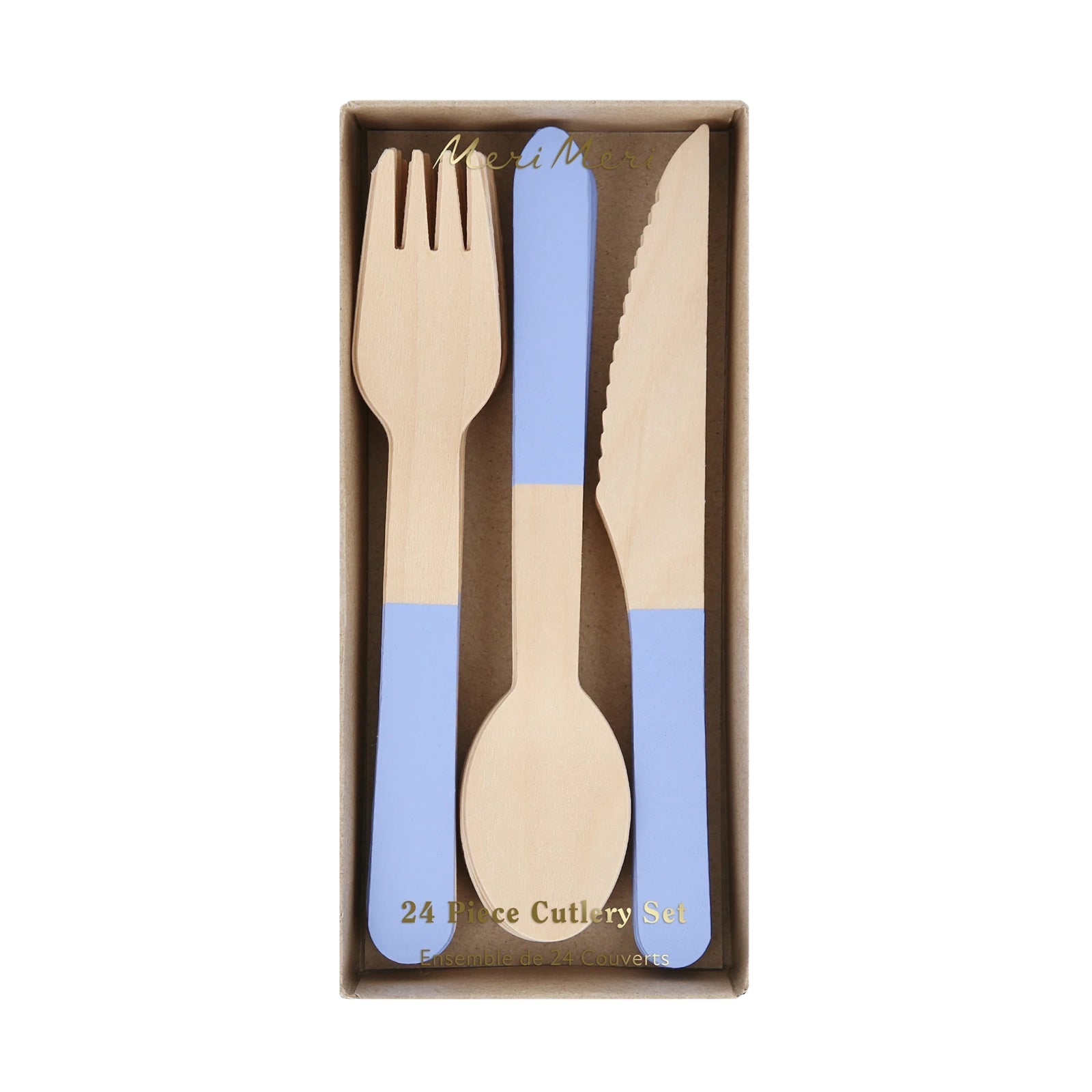 Meri Meri Party Cornflower Blue Wooden Cutlery Set - bubblegum market